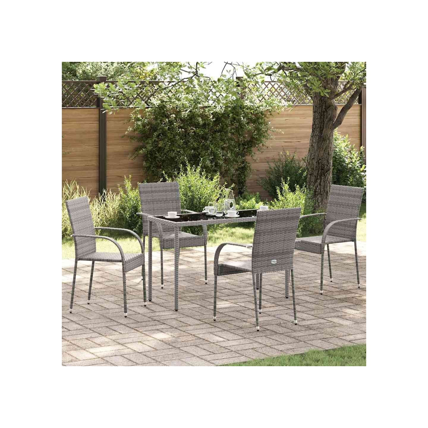 Chaises empilables d'extérieur lot de 4 Gris Résine tressée