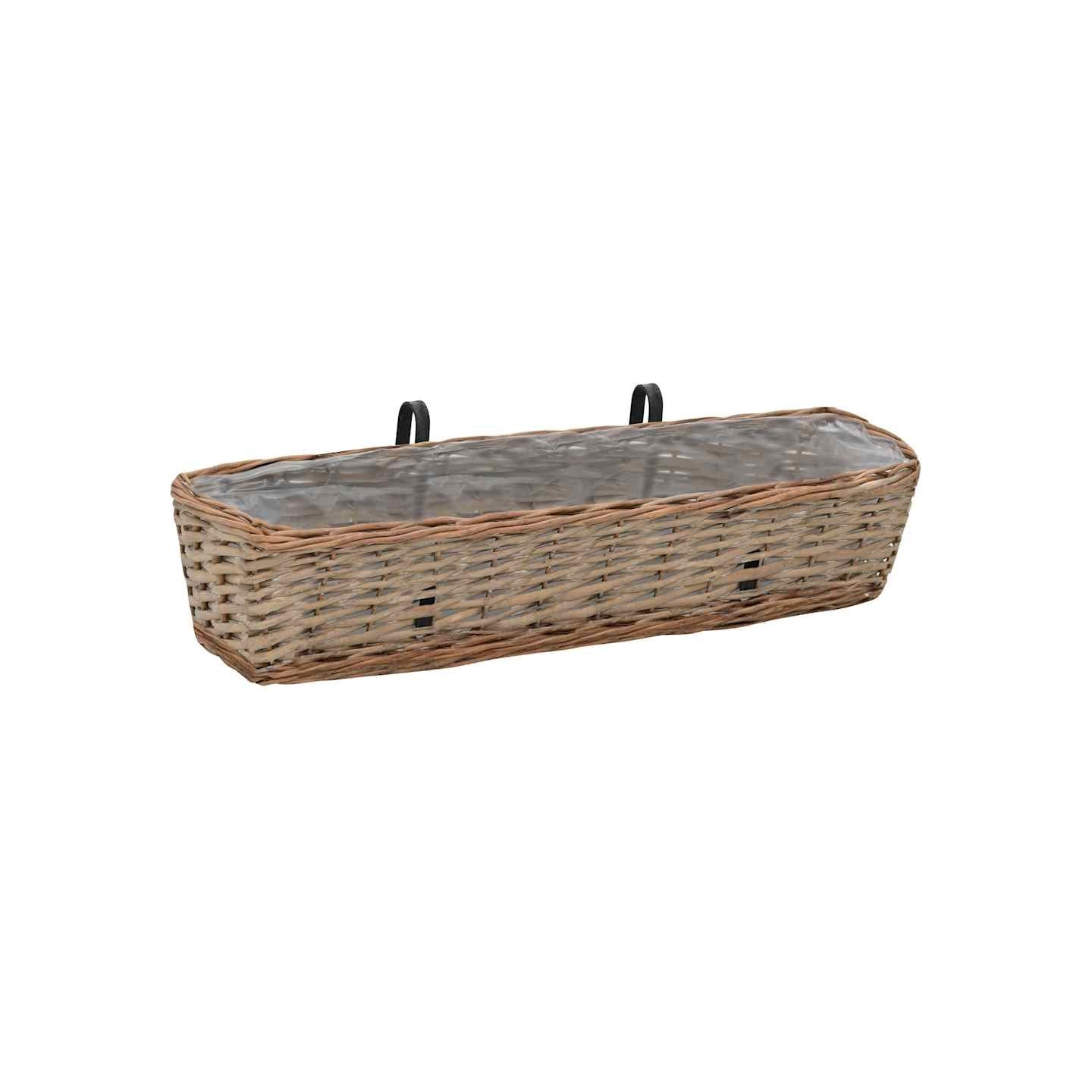 Jardinières de balcon 2 pcs osier avec revêtement en PE 80 cm