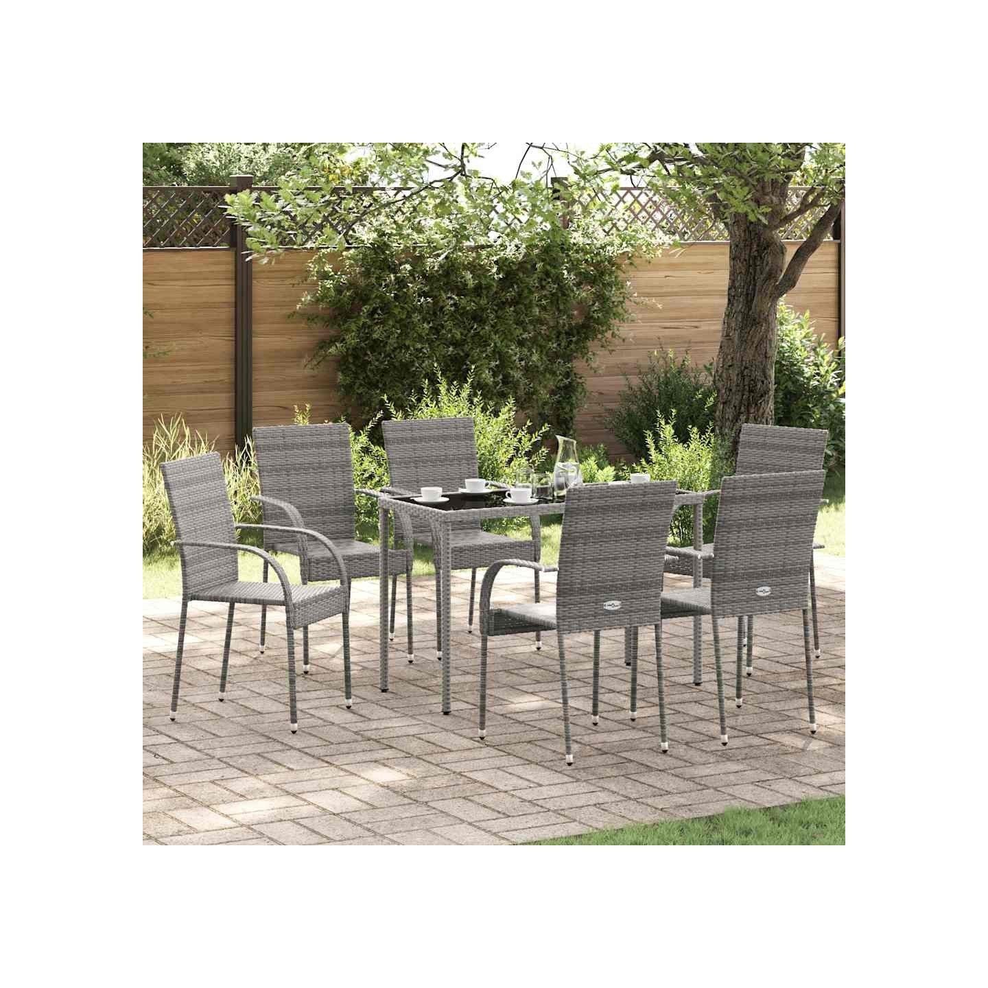 Chaises empilables d'extérieur lot de 6 Gris Résine tressée