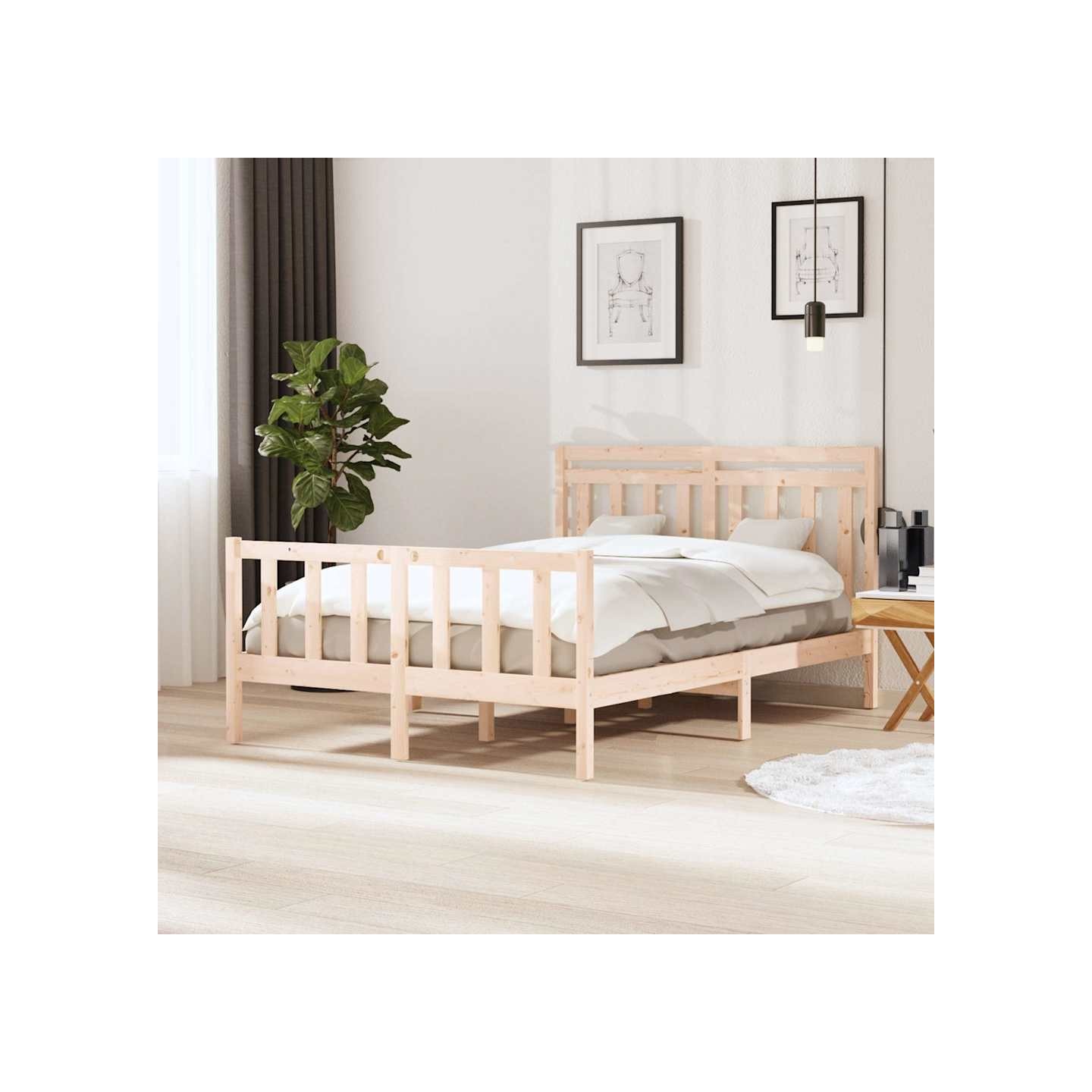 Cadre de lit sans matelas bois massif 140x200 cm