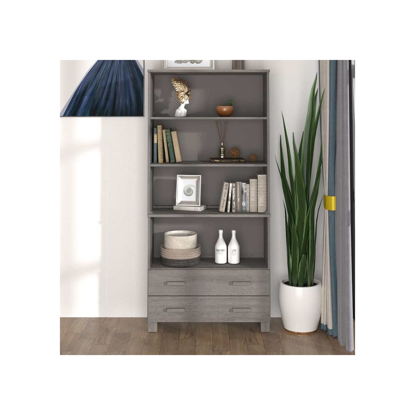 Buffet HAMAR Bois massif de pin Gris clair