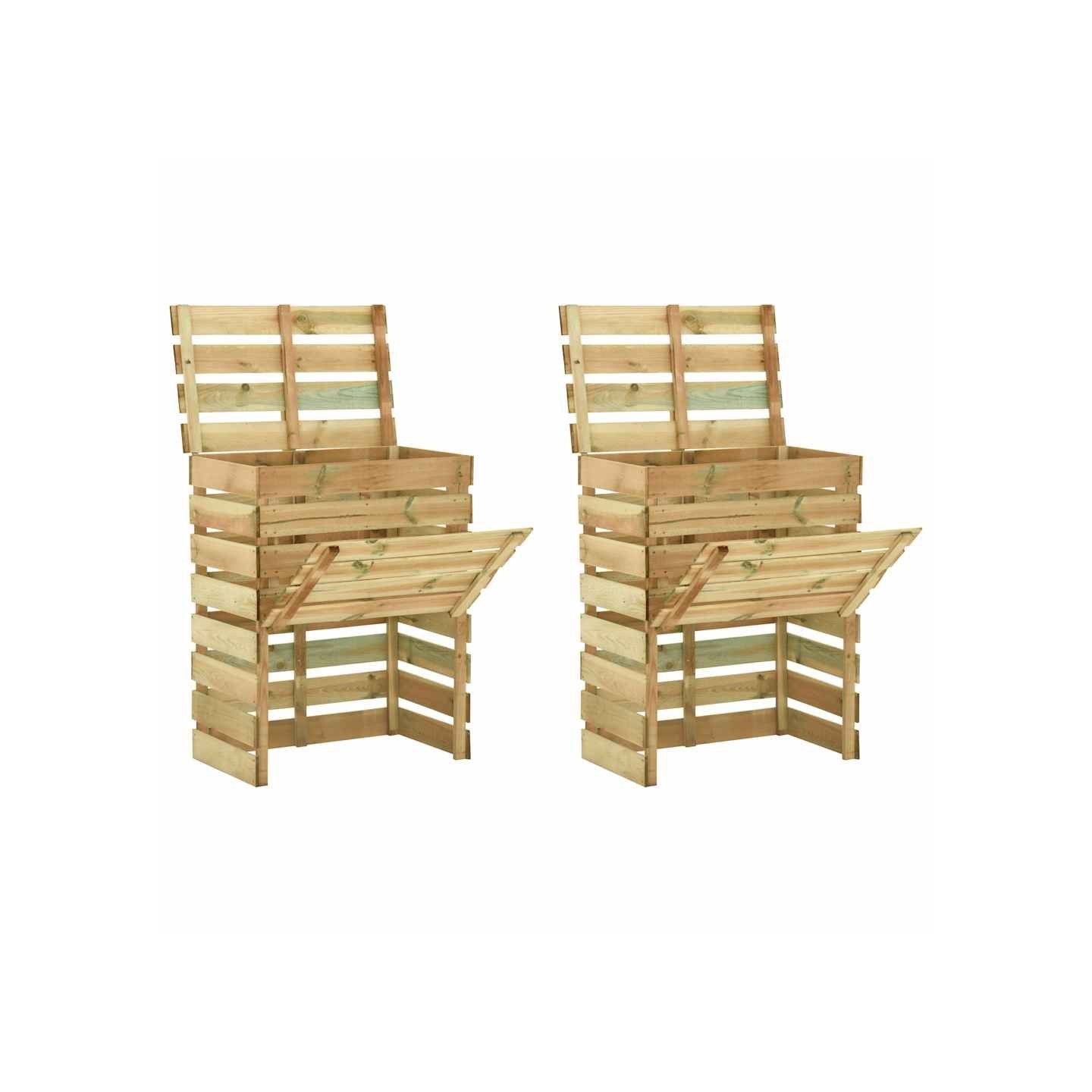 Composteur de jardin à lattes 2 pcs 80x50x100 cm Pin imprégné
