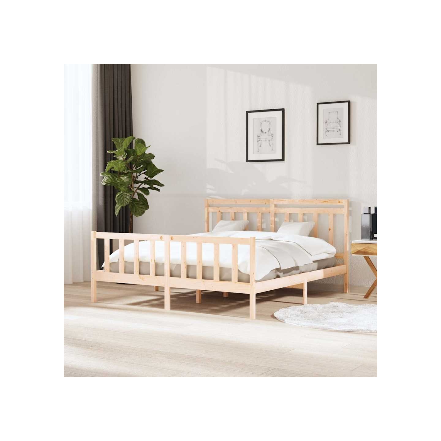 Cadre de lit sans matelas bois massif 160x200 cm