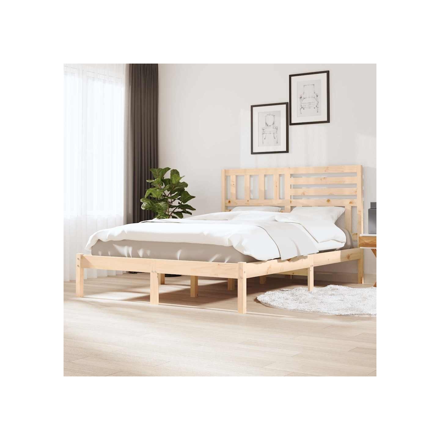 Cadre de lit sans matelas bois de pin massif 120x200 cm