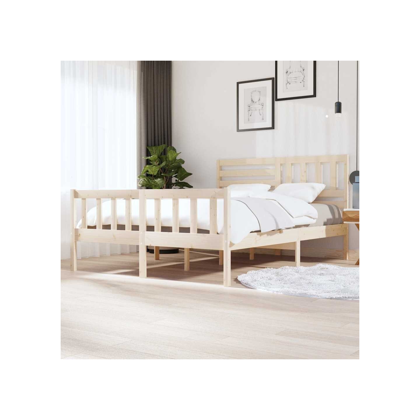 Cadre de lit sans matelas bois massif 160x200 cm