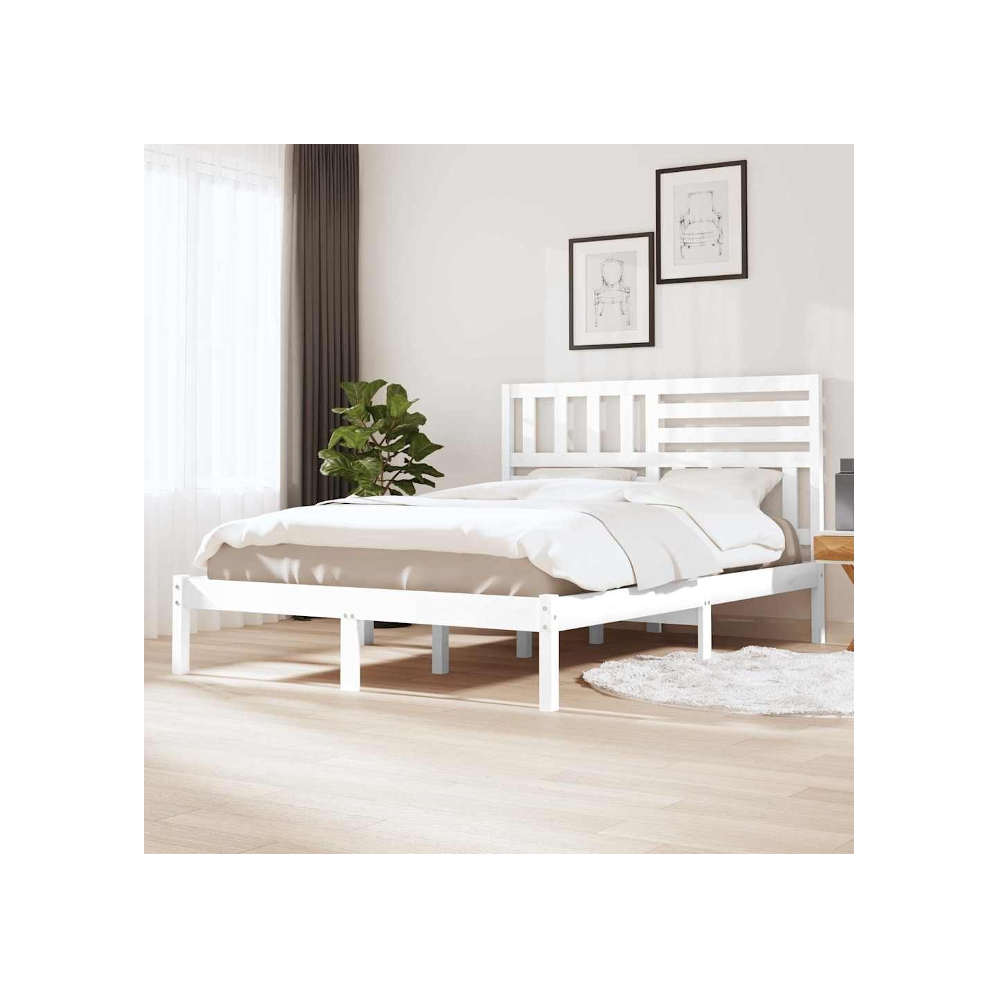 Cadre de lit sans matelas blanc bois de pin massif 120x200 cm