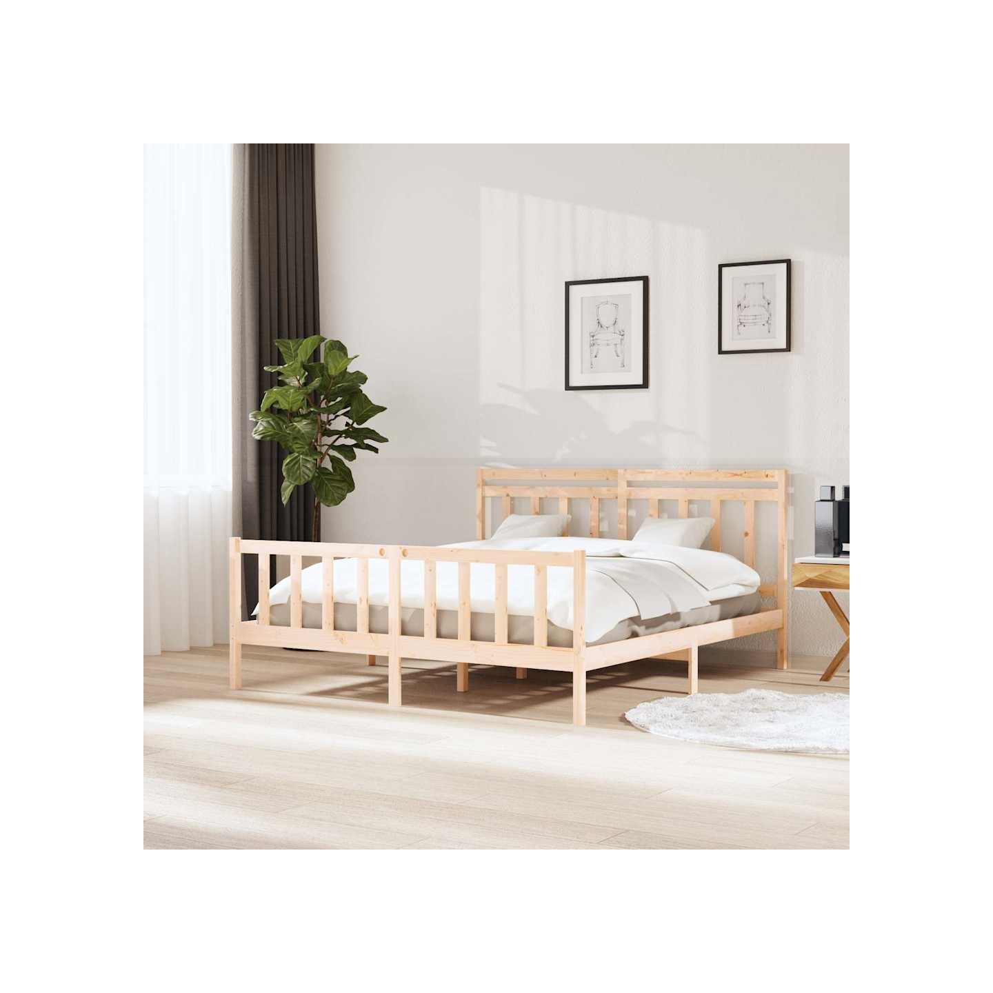Cadre de lit sans matelas bois massif