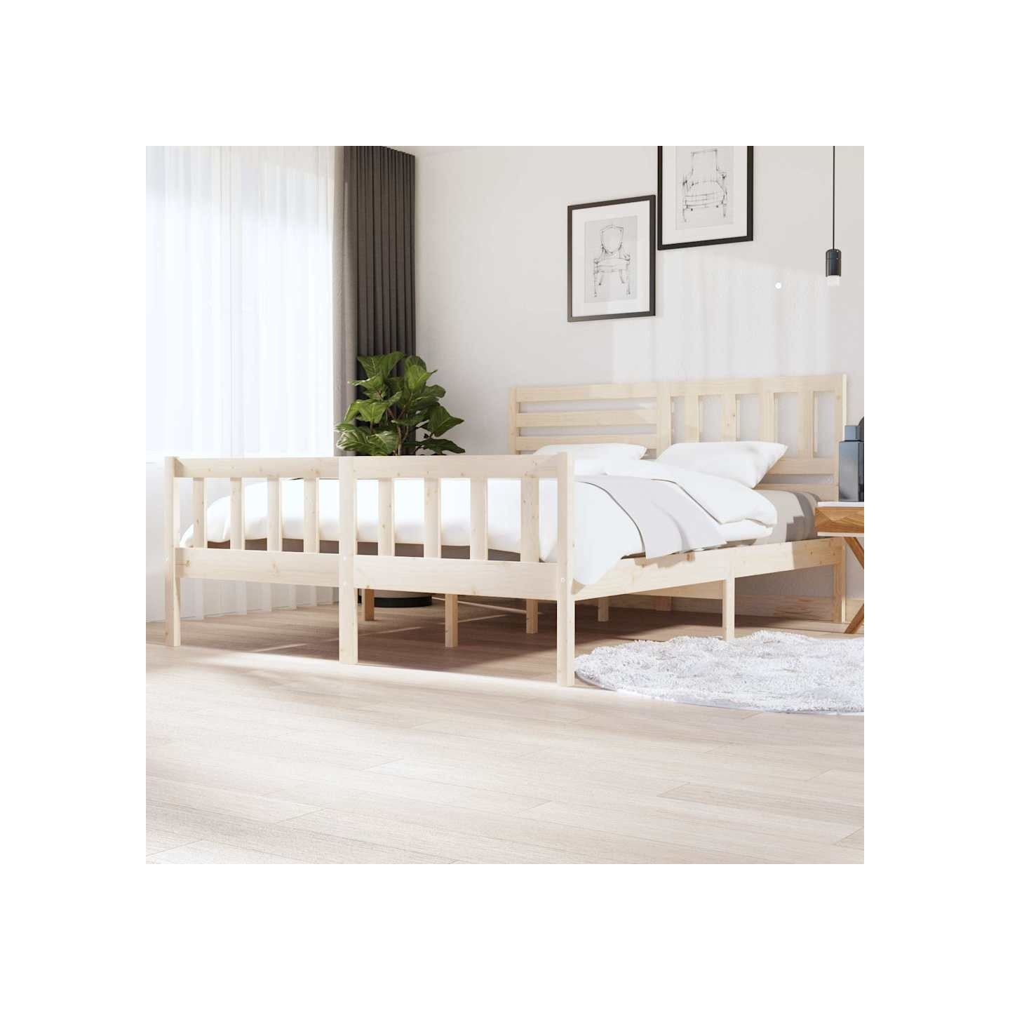Cadre de lit sans matelas bois massif