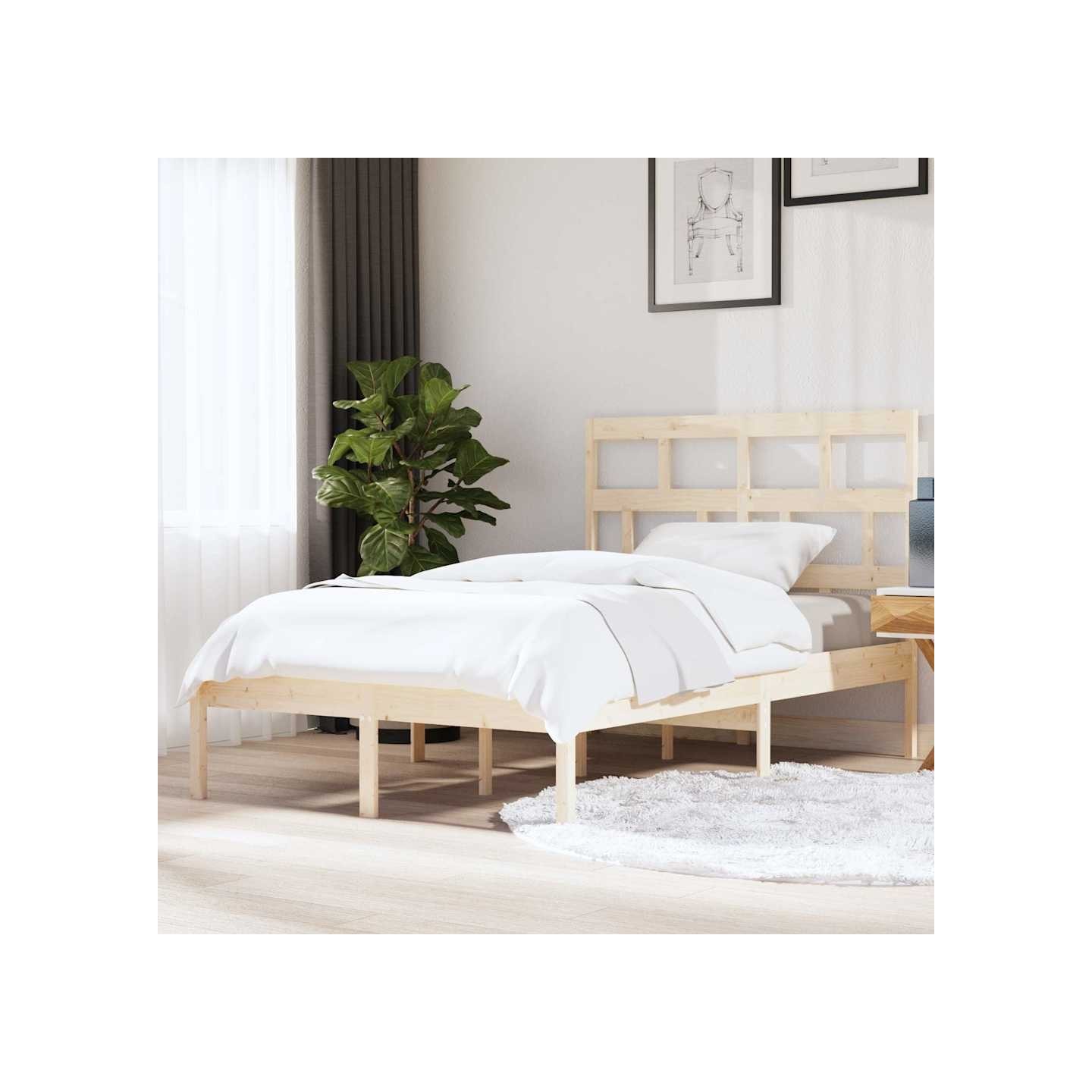 Cadre de lit sans matelas bois massif 140x200 cm