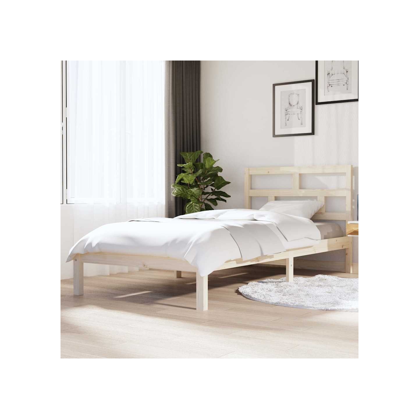 Cadre de lit sans matelas bois massif 90x200 cm
