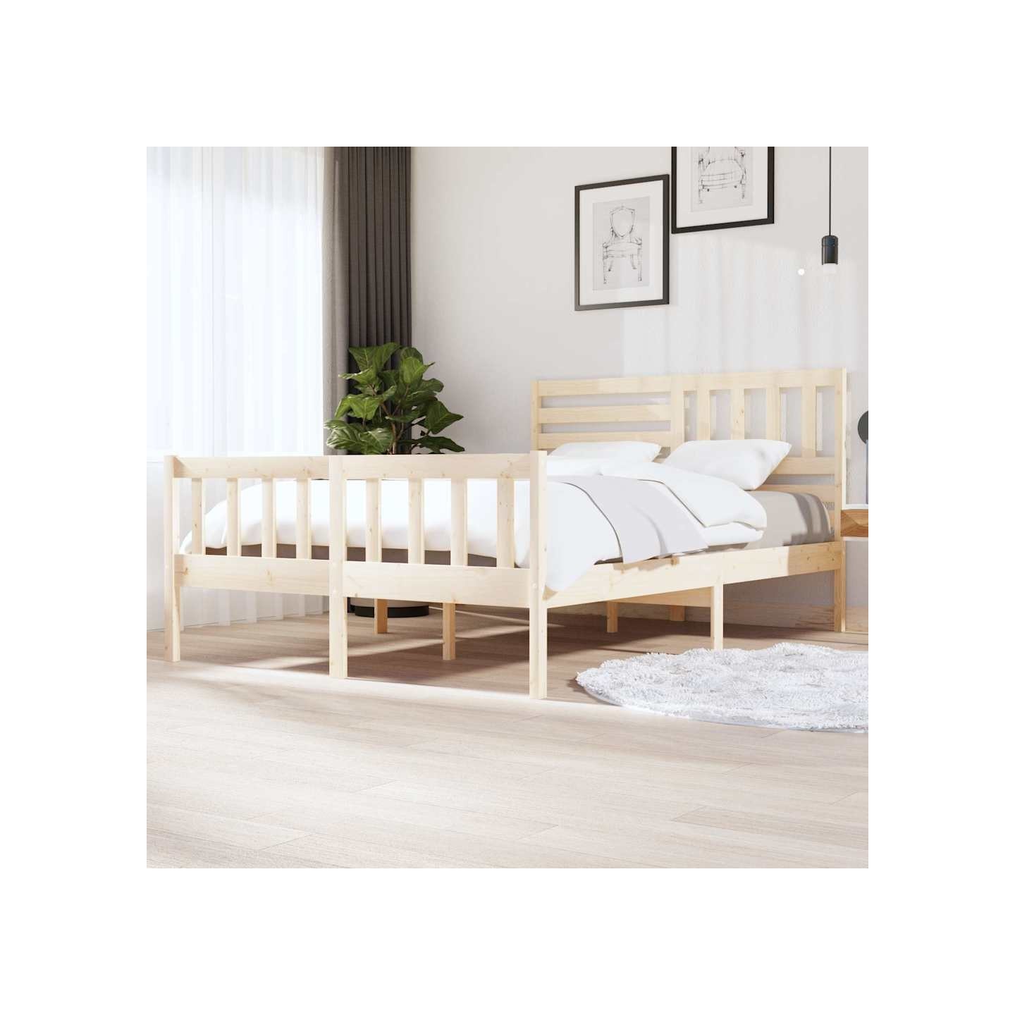 Cadre de lit sans matelas bois massif 140x200 cm