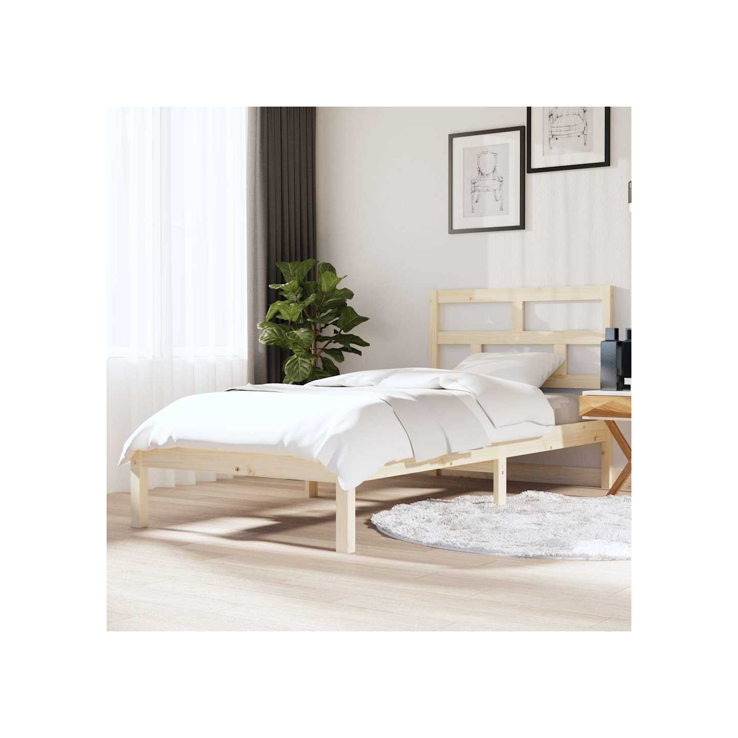 Cadre de lit sans matelas bois massif