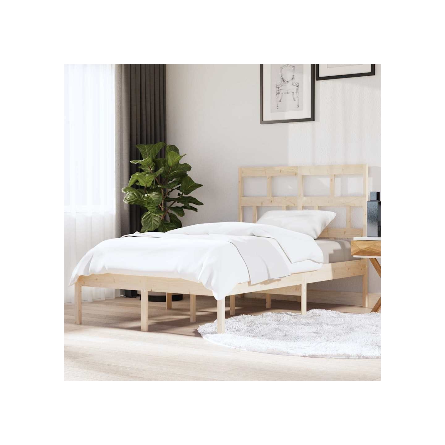 Cadre de lit sans matelas bois massif 120x200 cm