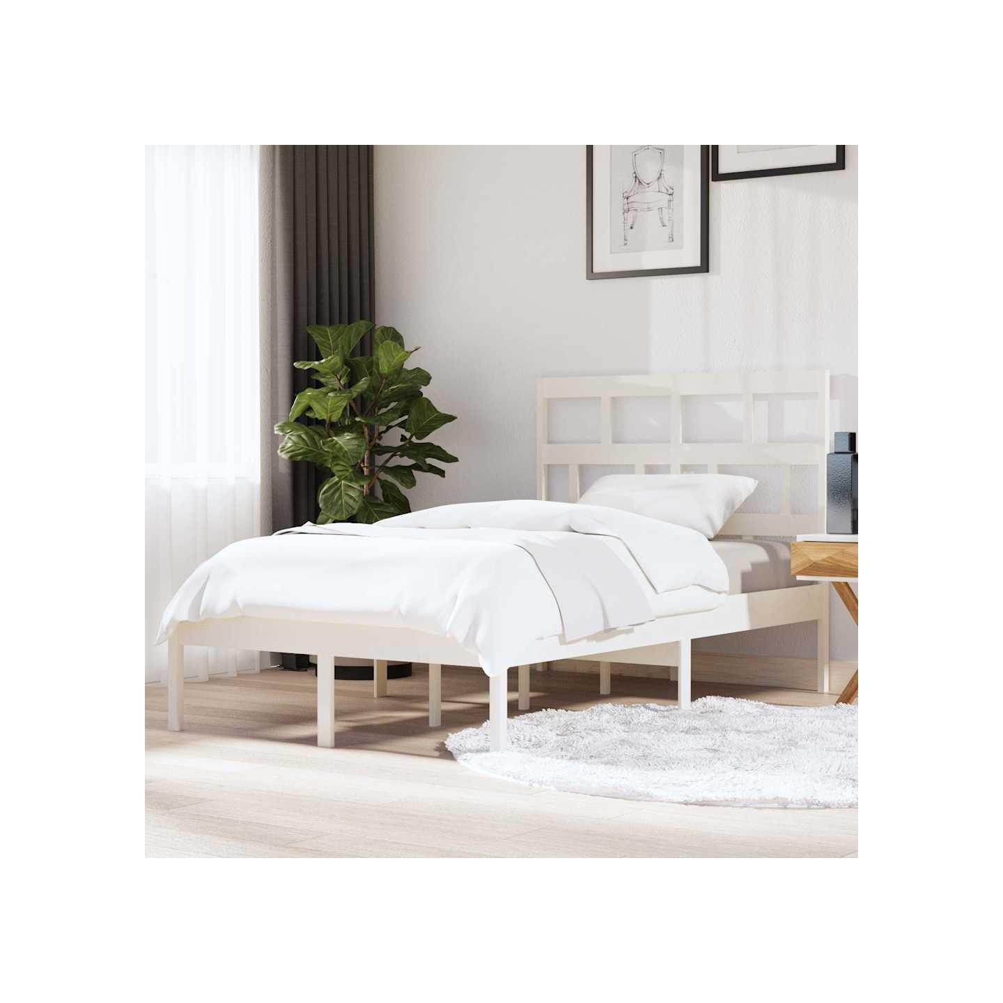 Cadre de lit sans matelas blanc bois massif 120x200 cm