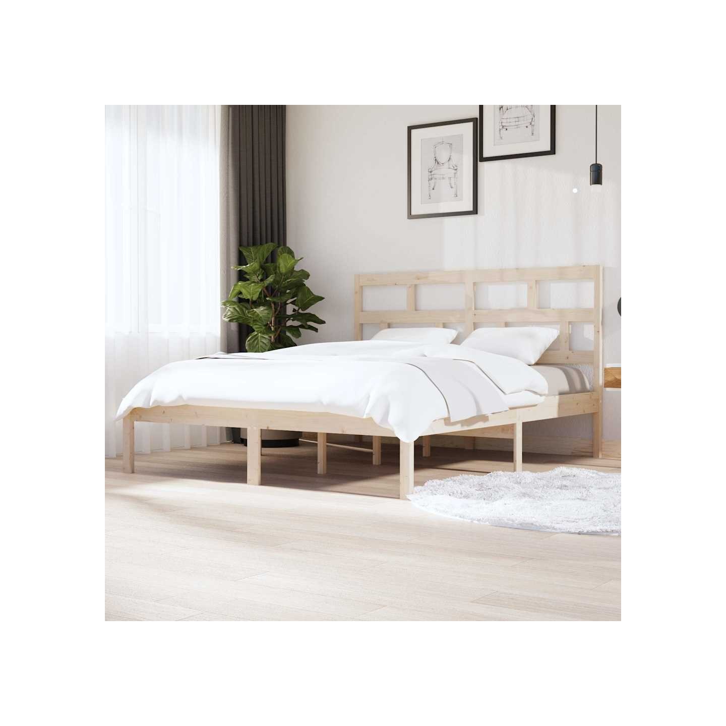 Cadre de lit sans matelas bois massif 160x200 cm