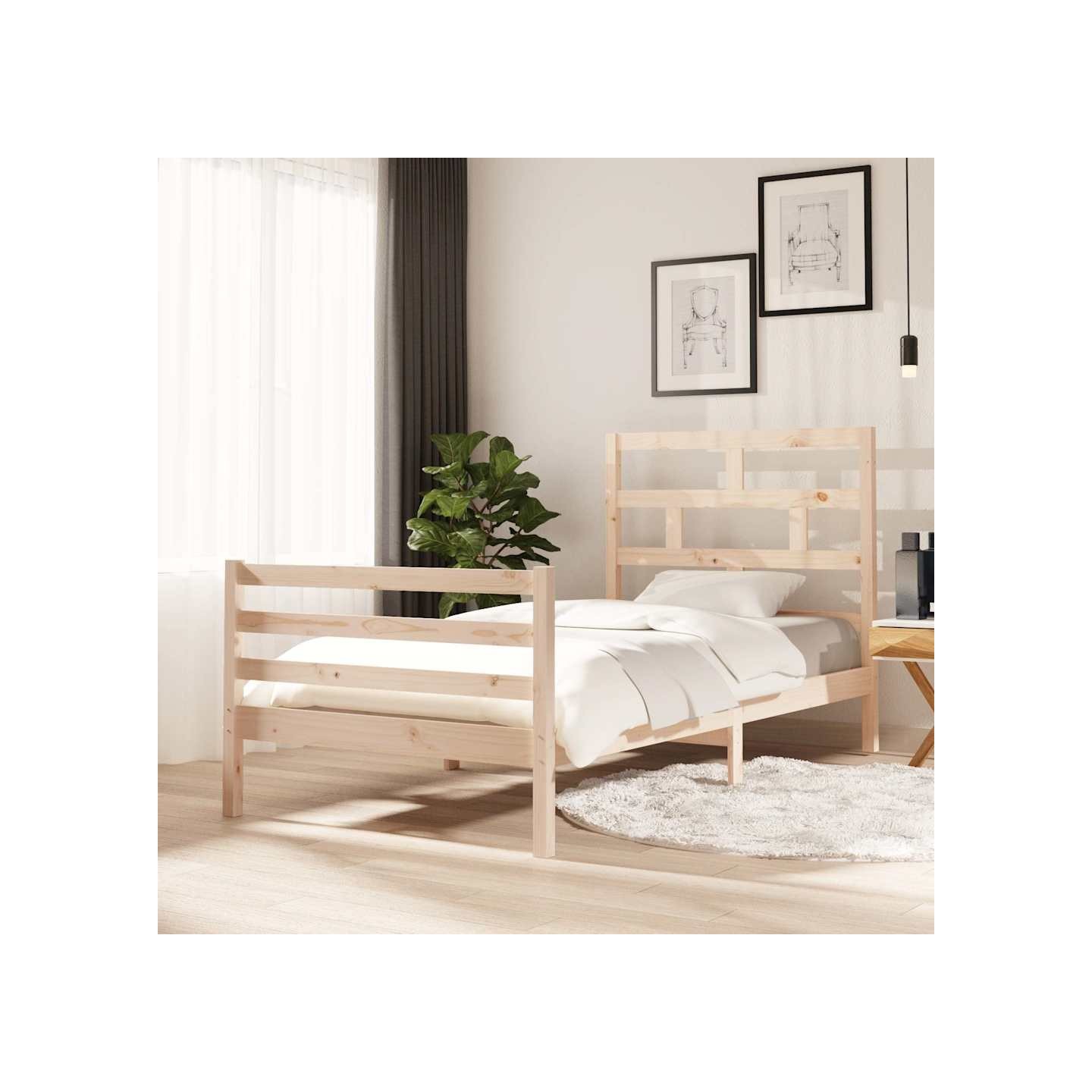 Cadre de lit sans matelas bois massif 100x200 cm