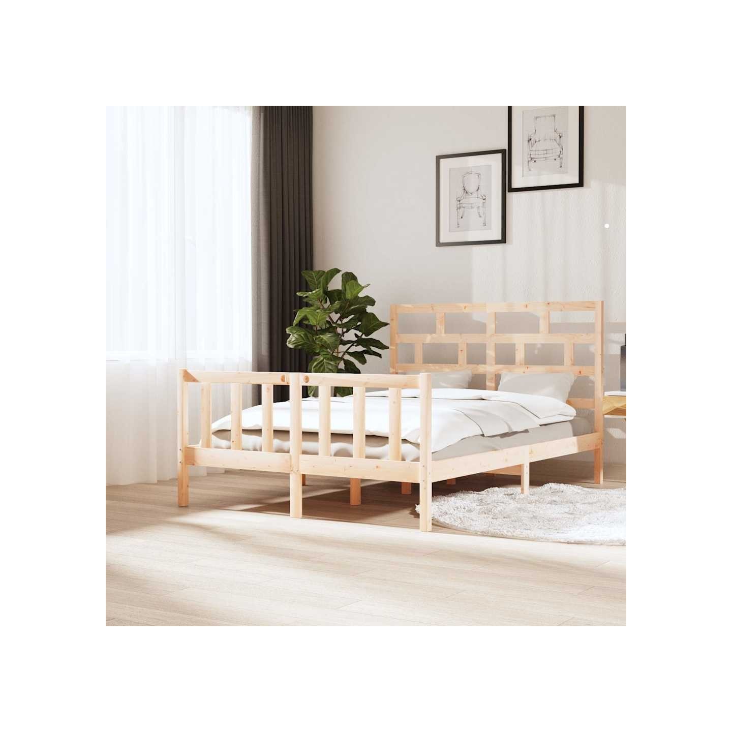 Cadre de lit sans matelas bois massif 140x200 cm