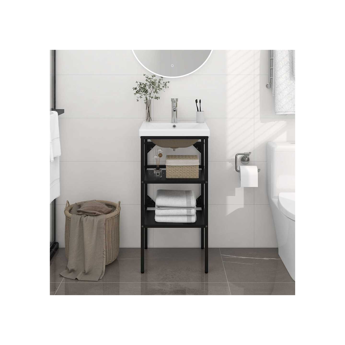 Cadre de lavabo de salle de bain vasque à encastrer Noir Fer