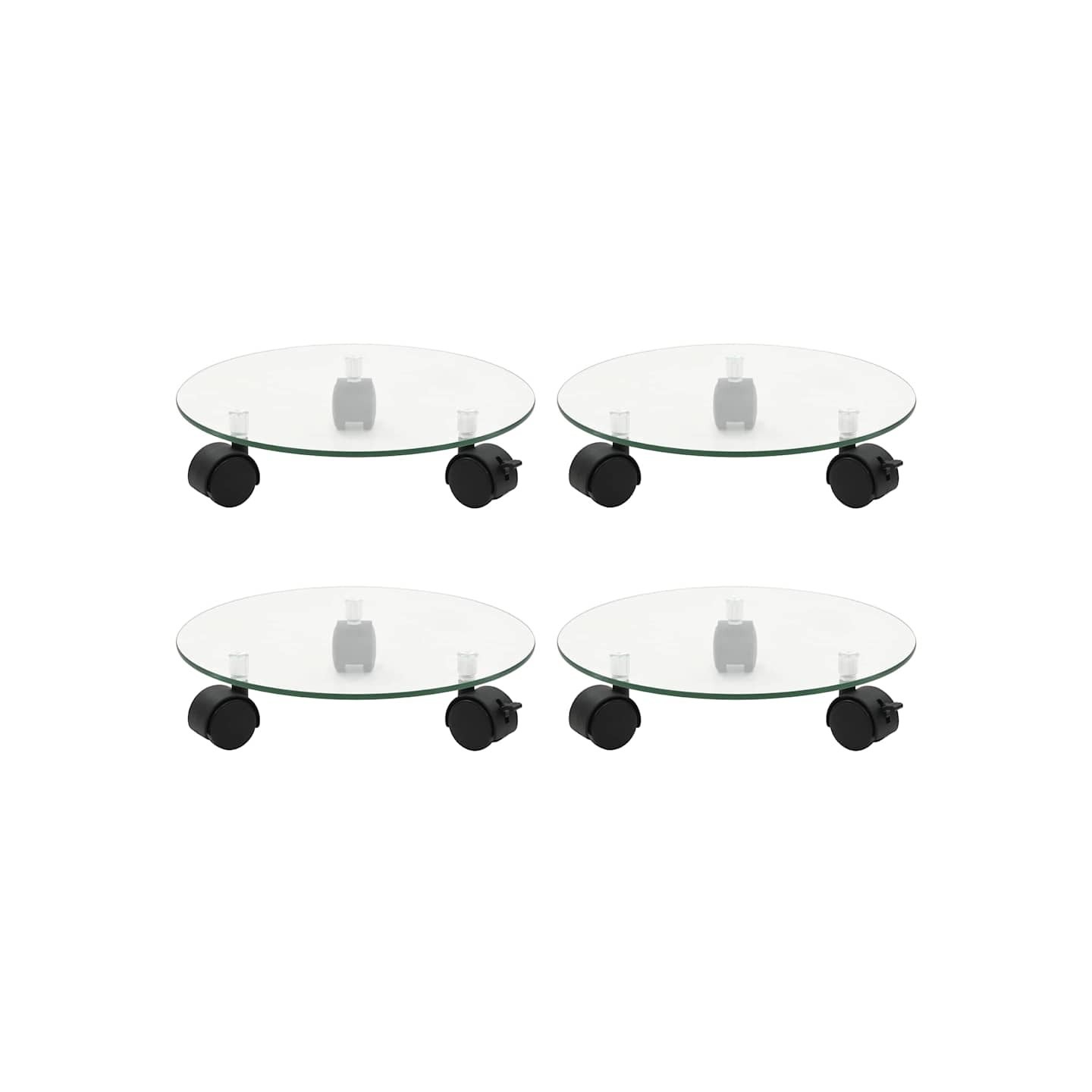 Supports roulants à plantes 4 pcs 28 cm Verre trempé Rond