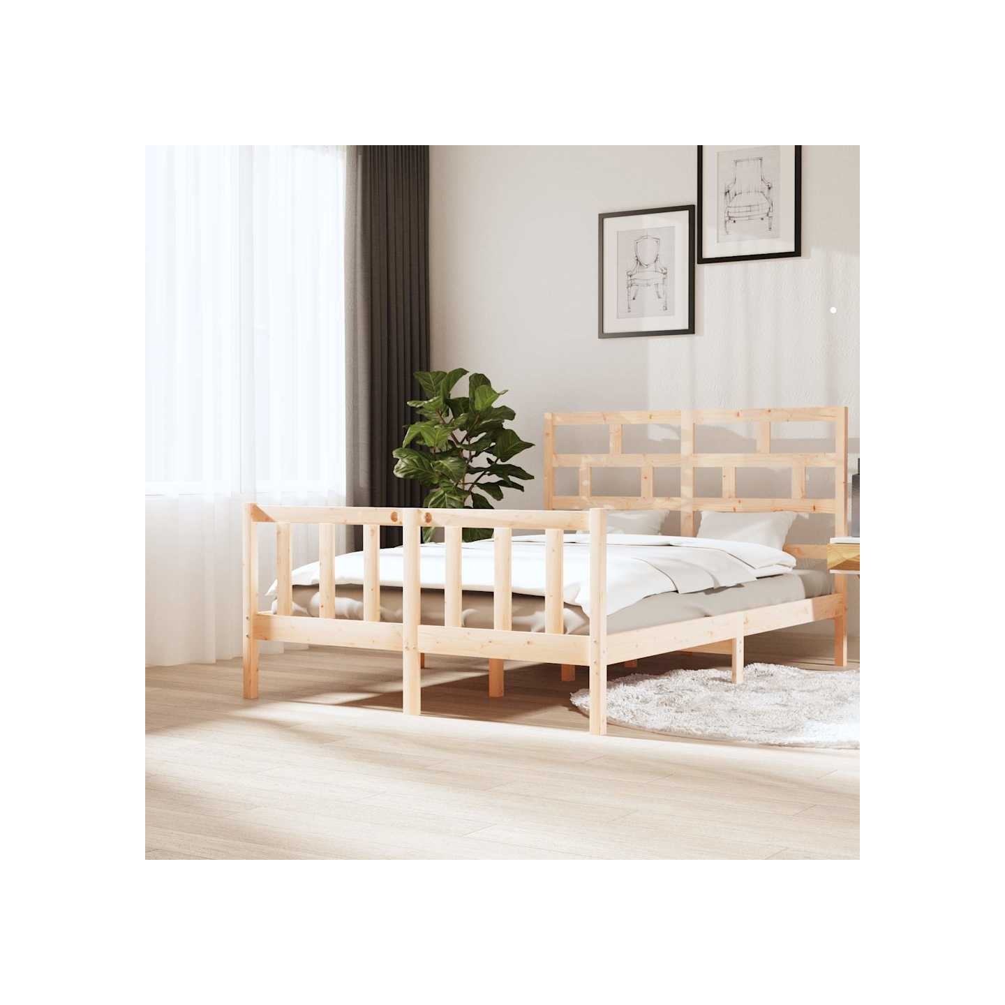Cadre de lit sans matelas bois massif 160x200 cm