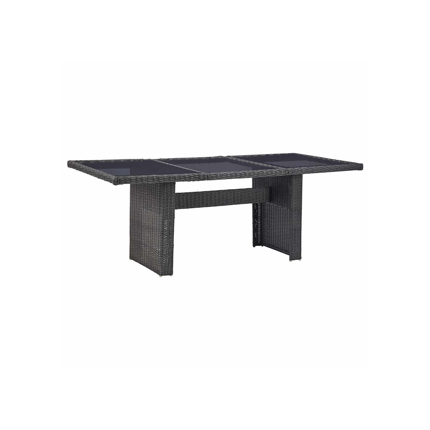 Table à manger Noir 200x100x74 cm Verre et résine tressée