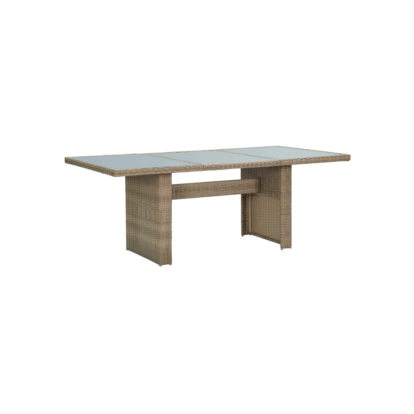 Table à manger Marron 200x100x74 cm Verre et résine tressée