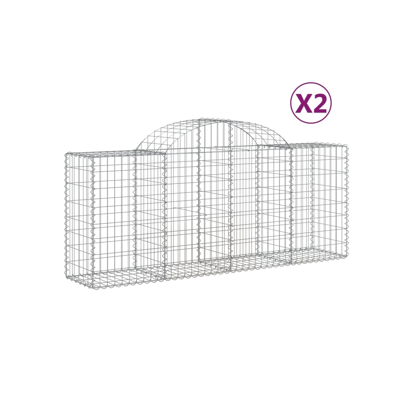 Paniers à gabions arqués 2 pcs 200x50x80/100 cm Fer galvanisé