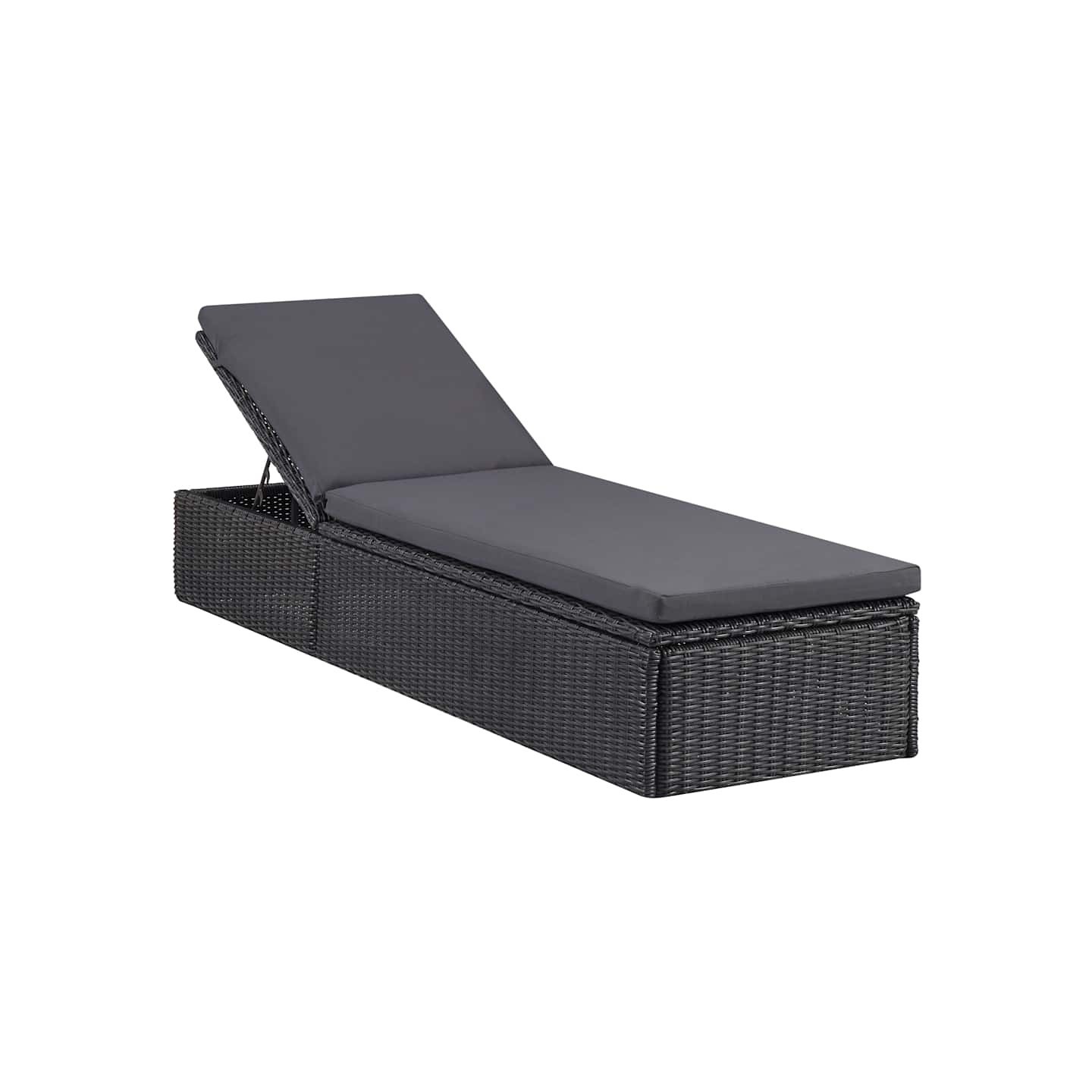 Chaise longue Résine tressée Noir et gris foncé