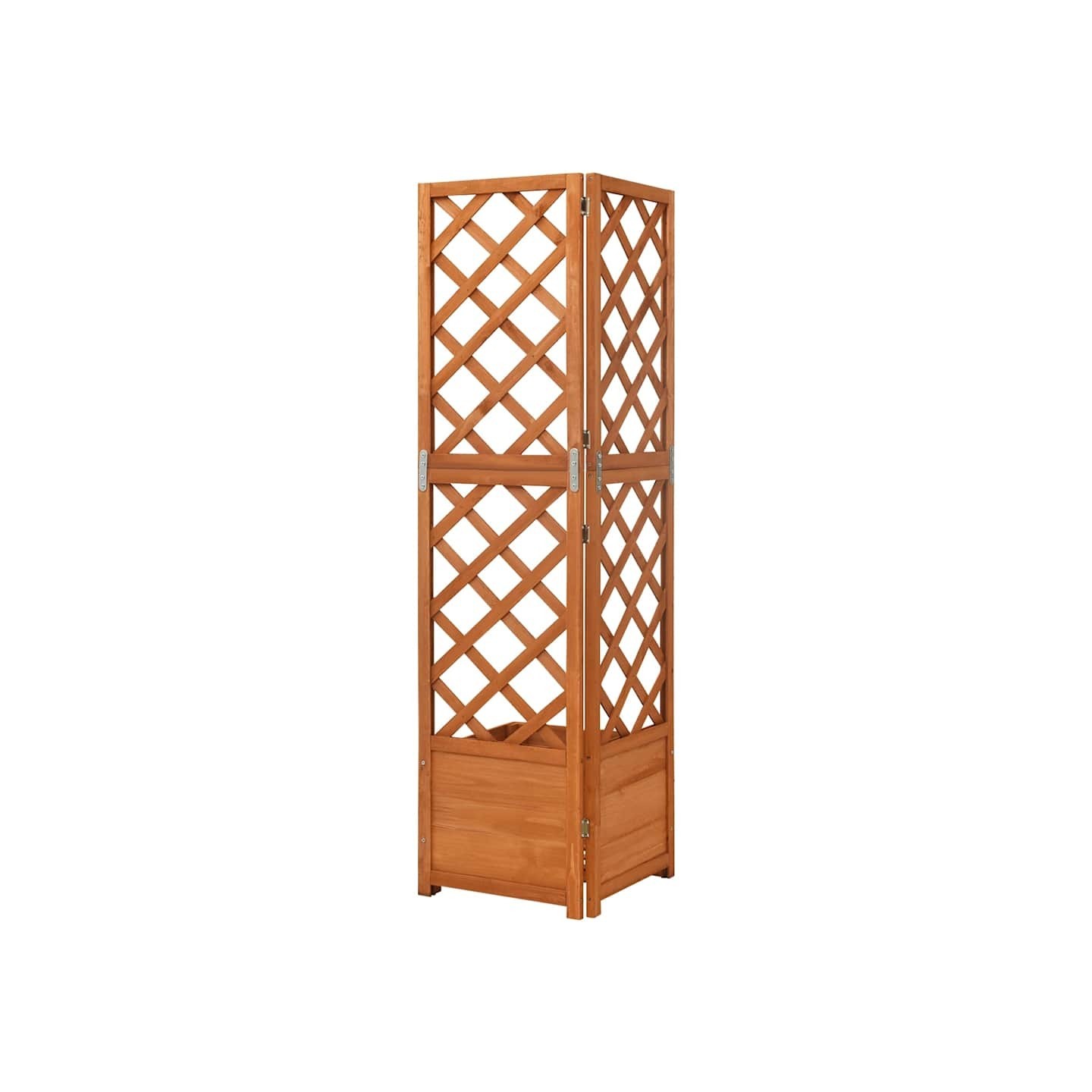 Jardinière d'angle en treillis 40x40x150cm Bois de sapin massif