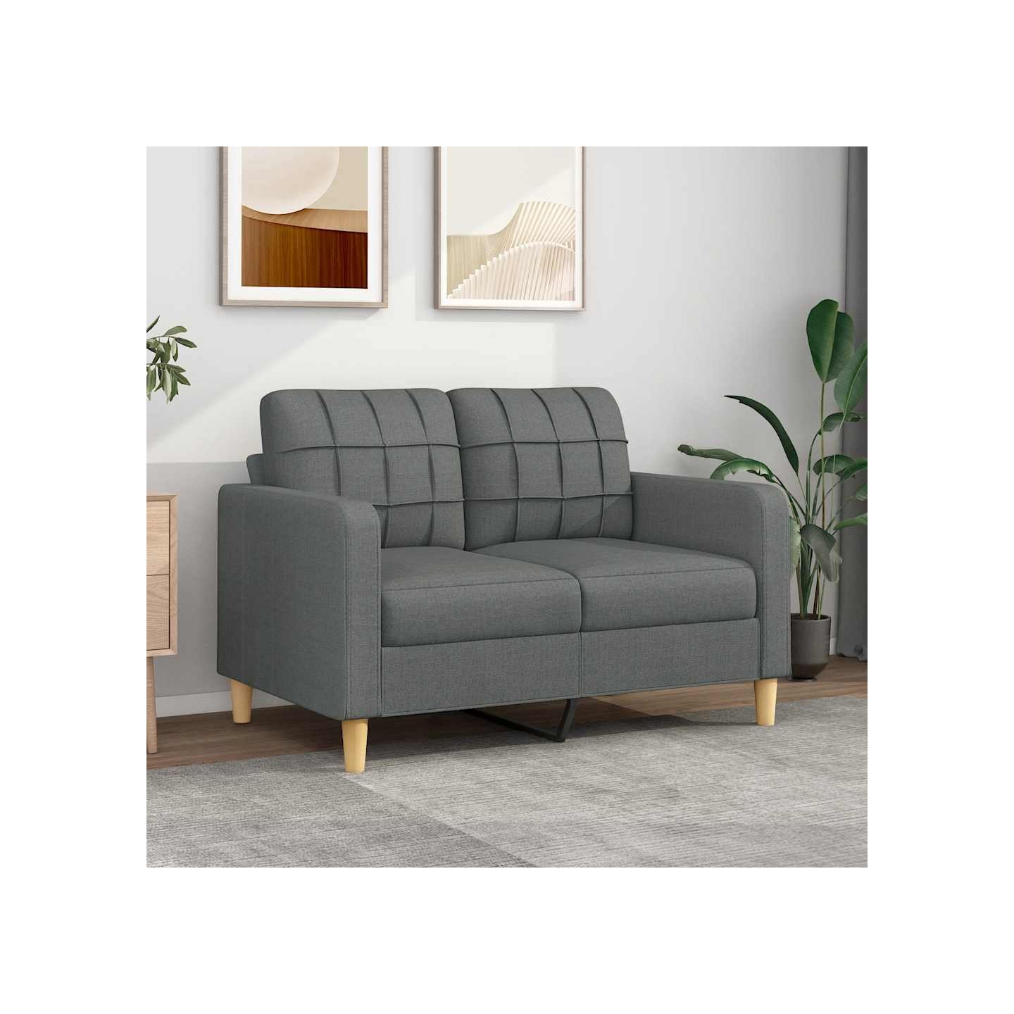 Canapé à 2 places Gris foncé 120 cm Tissu
