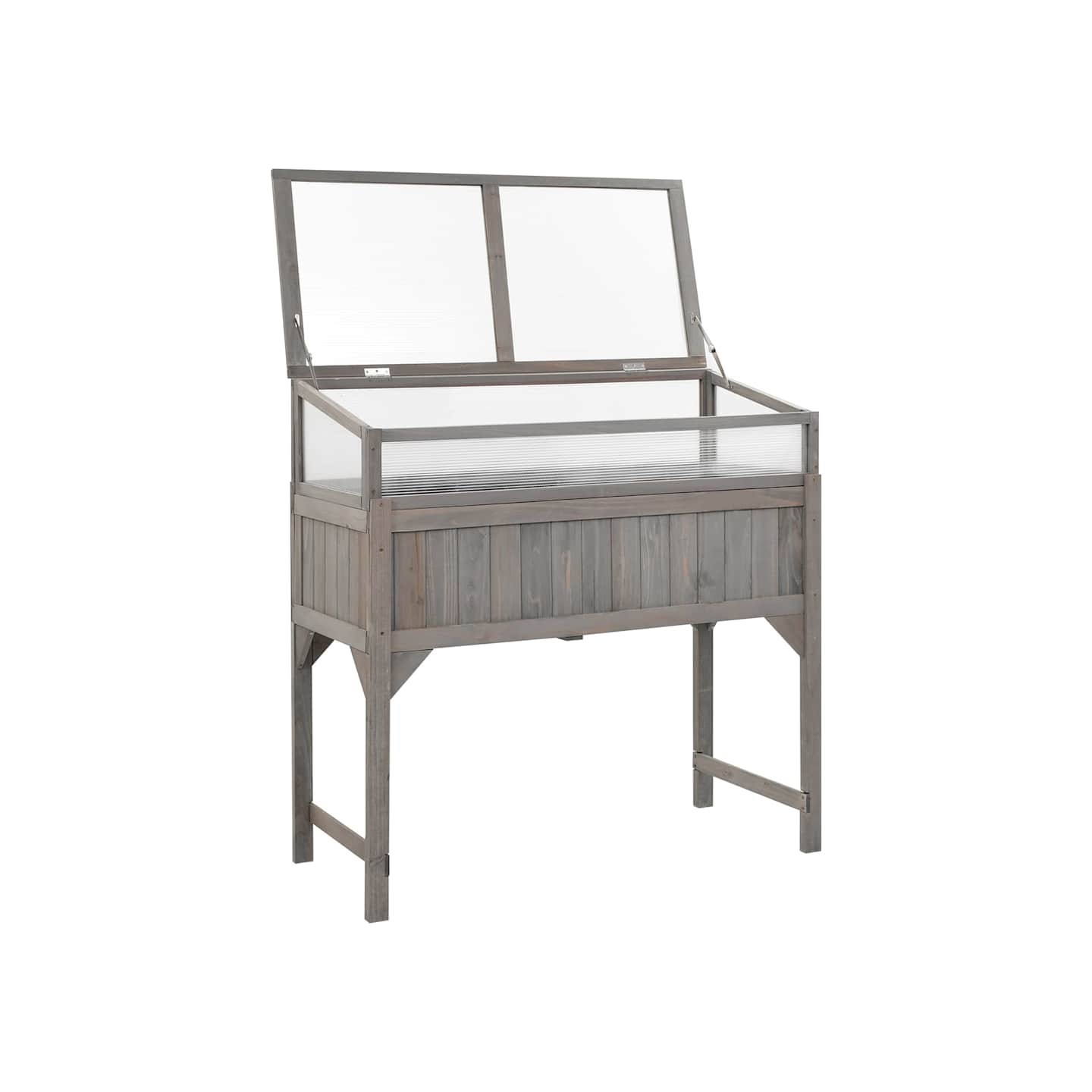 Lit surélevé avec serre 110x54x120 cm Bois de sapin massif