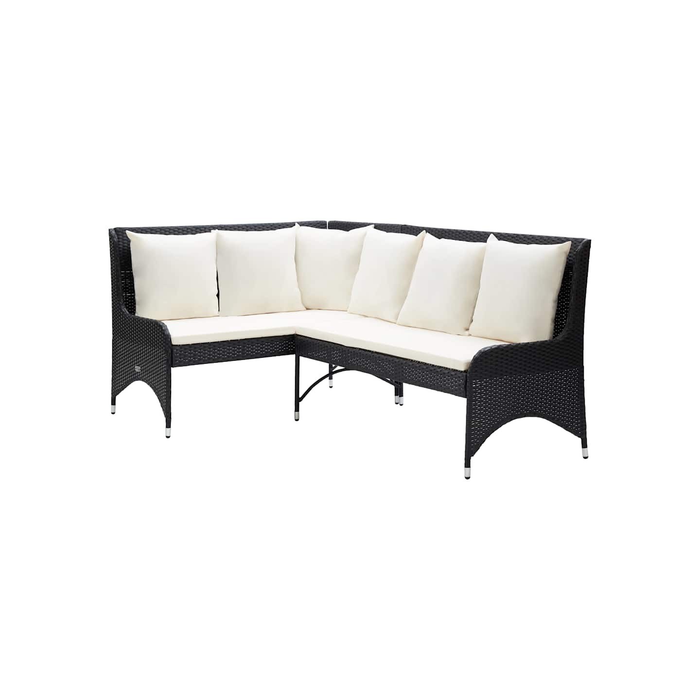 Canapés d'angle de jardin 2 pcs Résine tressée Noir