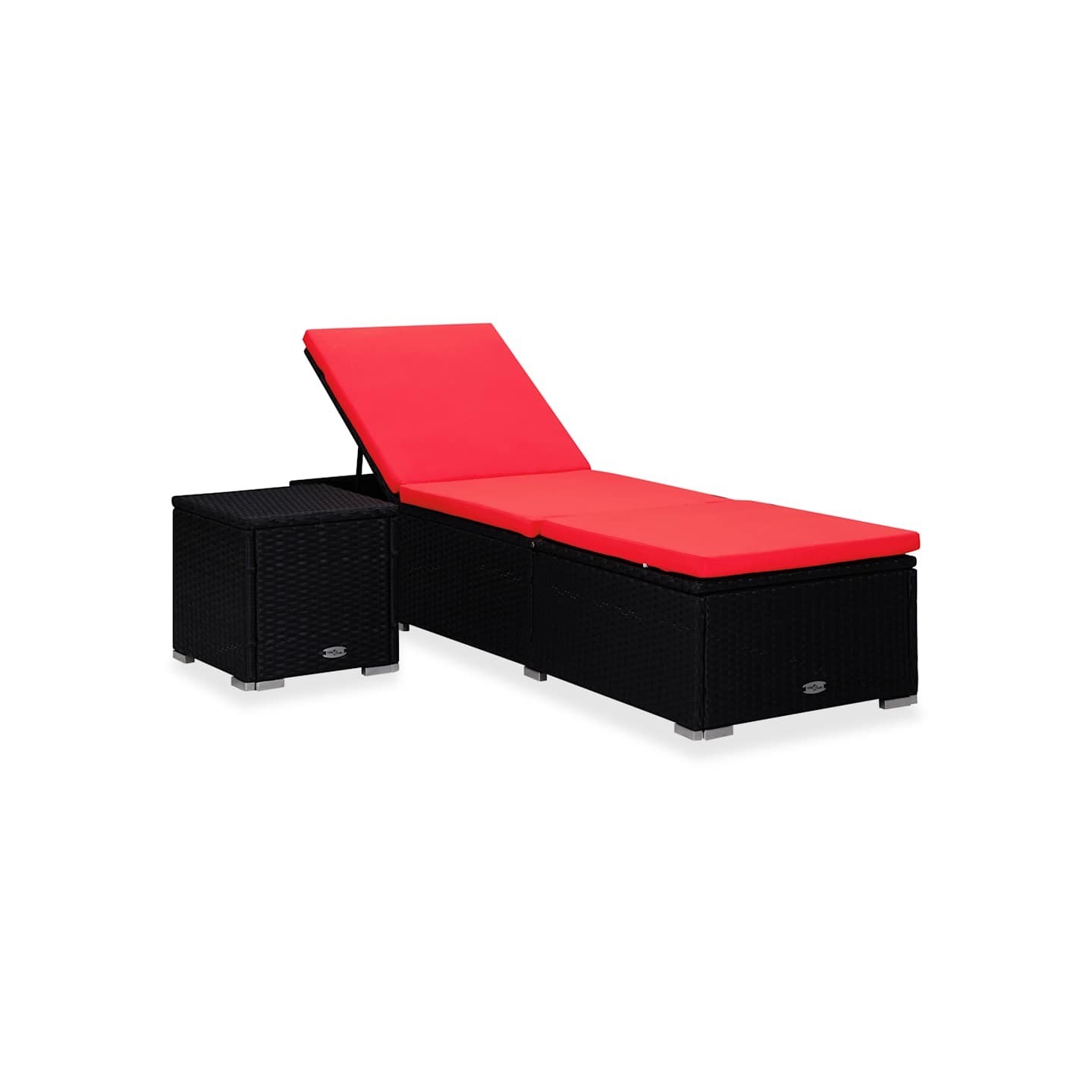 Chaise longue avec coussin et table à thé Résine tressée Rouge