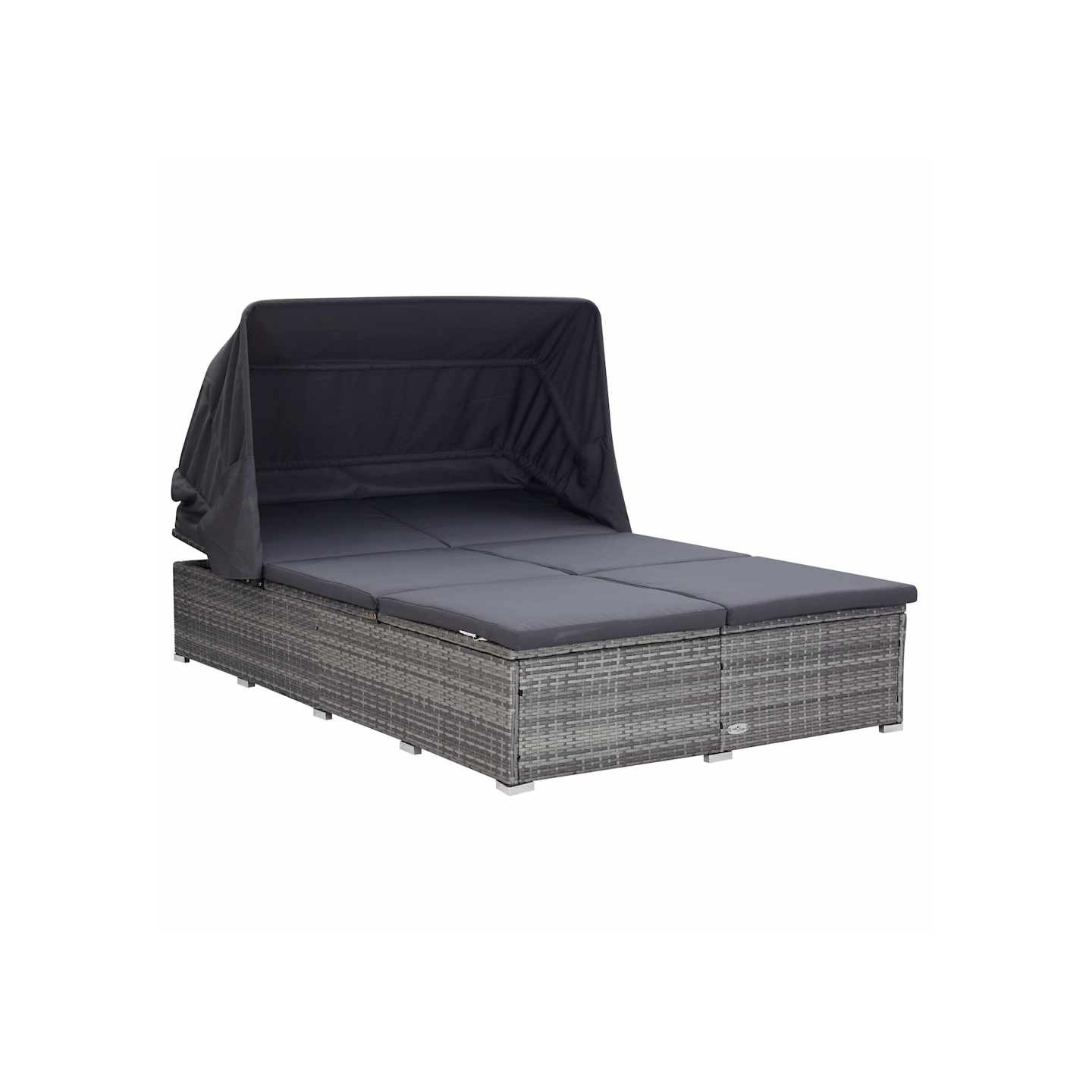 Transat à 2 places avec coussin Résine tressée Gris