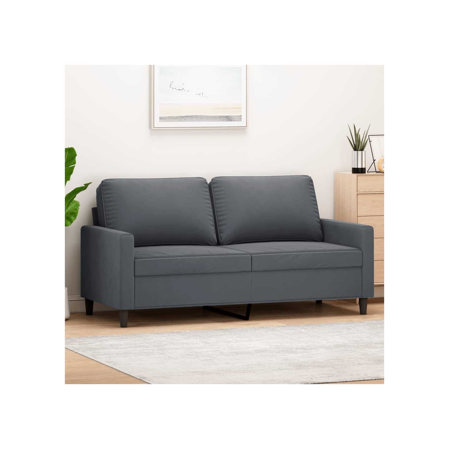 Canapé à 2 places Gris foncé 140 cm Velours
