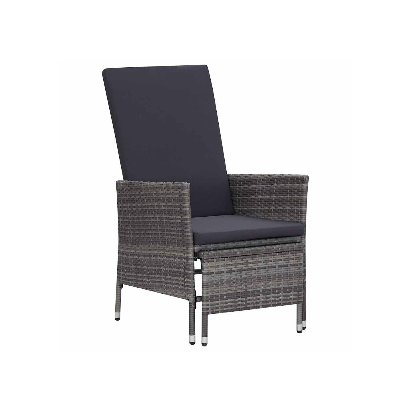 Chaise inclinable de jardin avec coussins Résine tressée Gris
