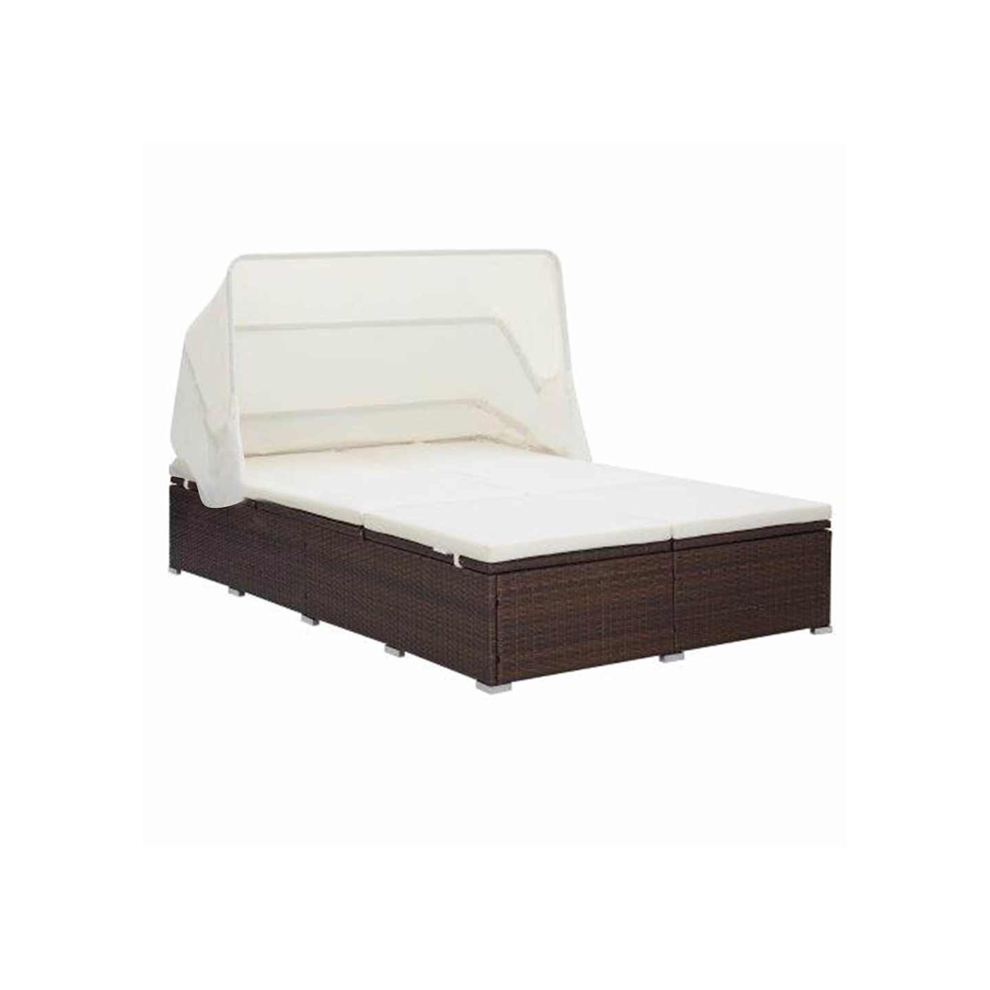 Transat à 2 places avec coussin Résine tressée Marron