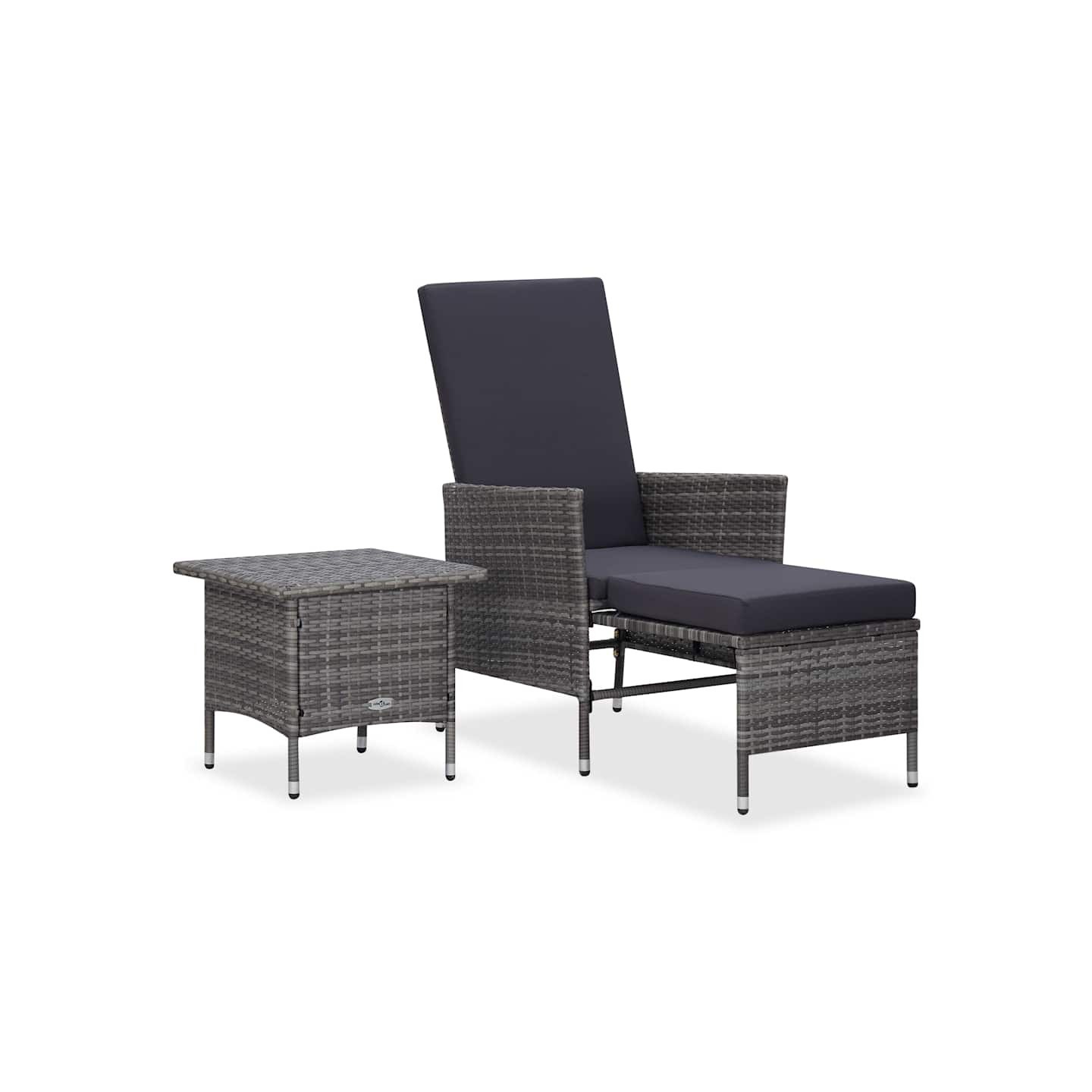 Salon de jardin 2 pcs avec coussins Résine tressée Gris