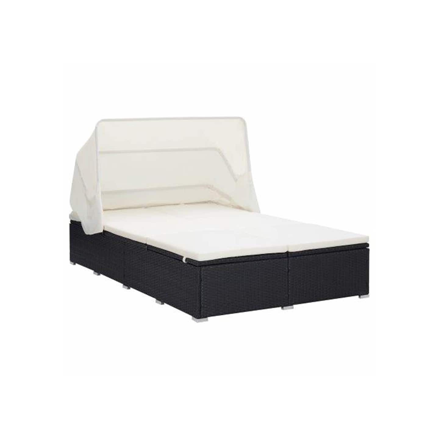 Transat à 2 places avec coussin Résine tressée Noir