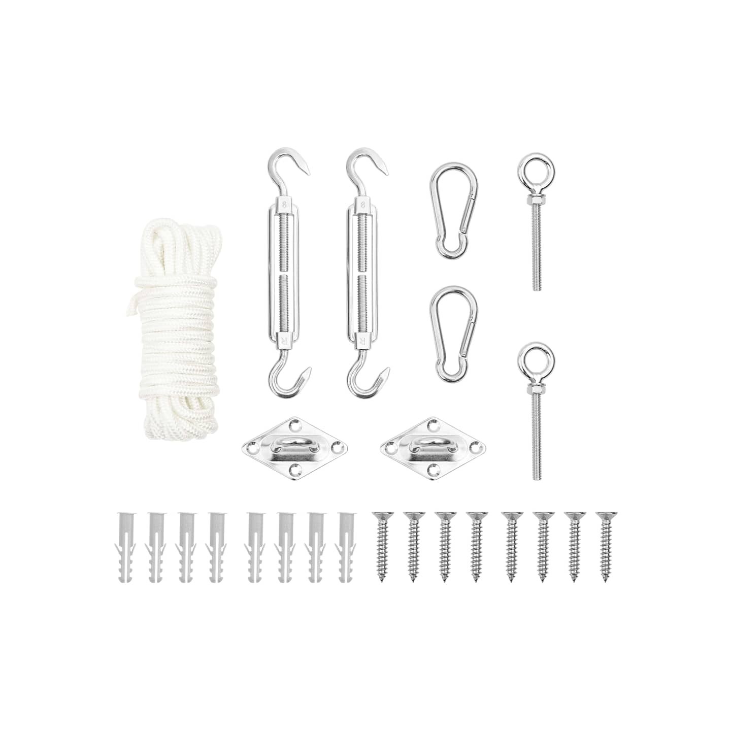 Jeu d'accessoires de voile d'ombrage 9 pcs Acier inoxydable