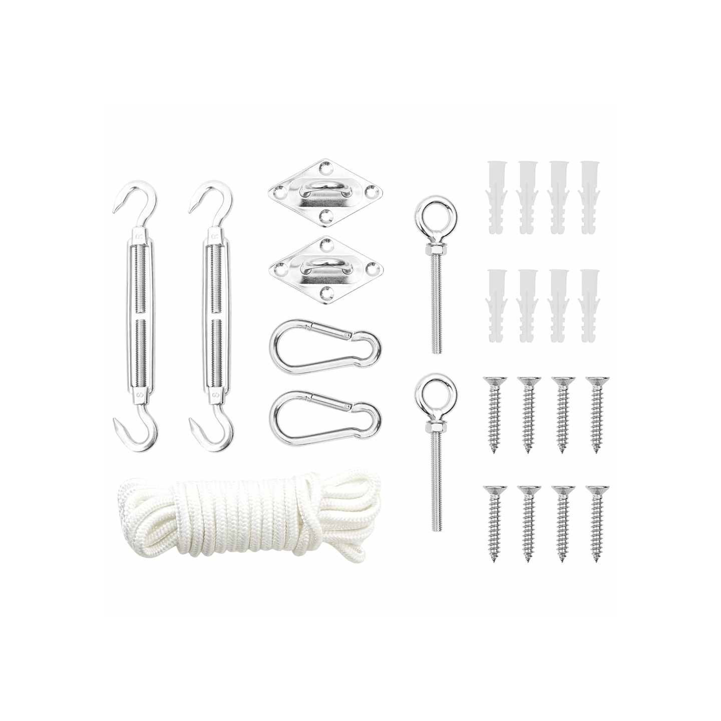 Jeu d'accessoires de voile d'ombrage 9 pcs Acier inoxydable