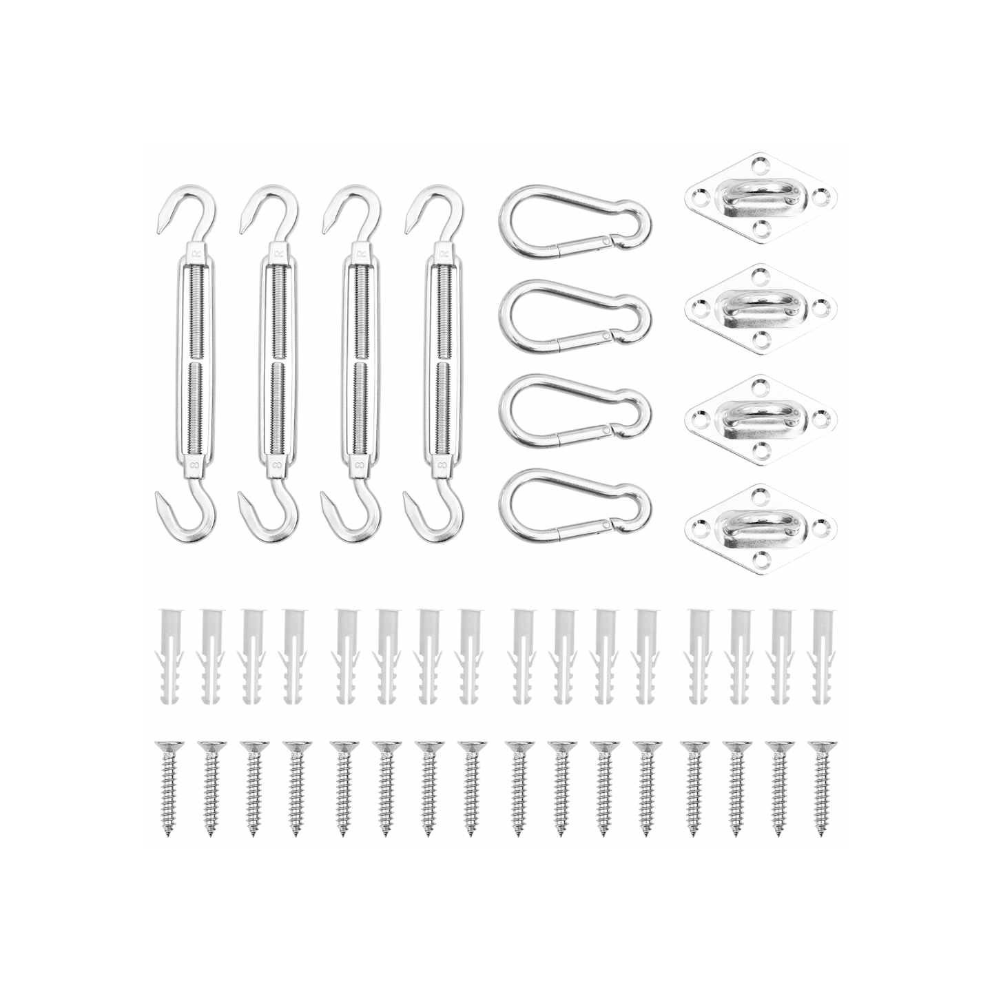 Jeu d'accessoires de voile d'ombrage 12 pcs Acier inoxydable