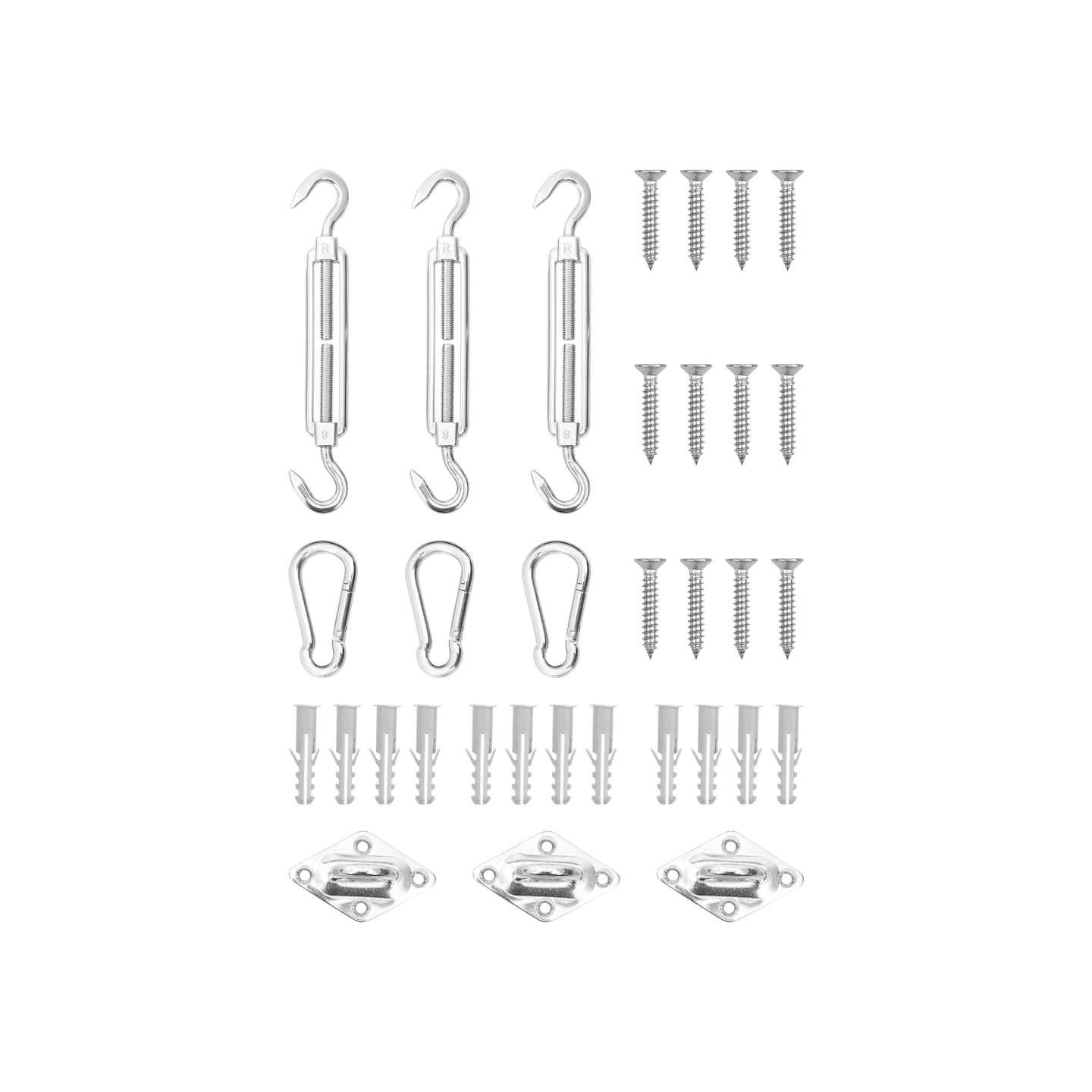 Jeu d'accessoires de voile d'ombrage 9 pcs Acier inoxydable