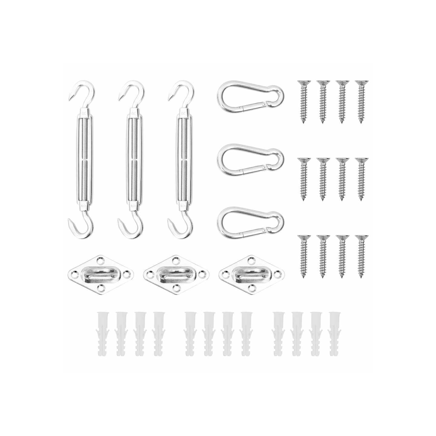 Jeu d'accessoires de voile d'ombrage 9 pcs Acier inoxydable