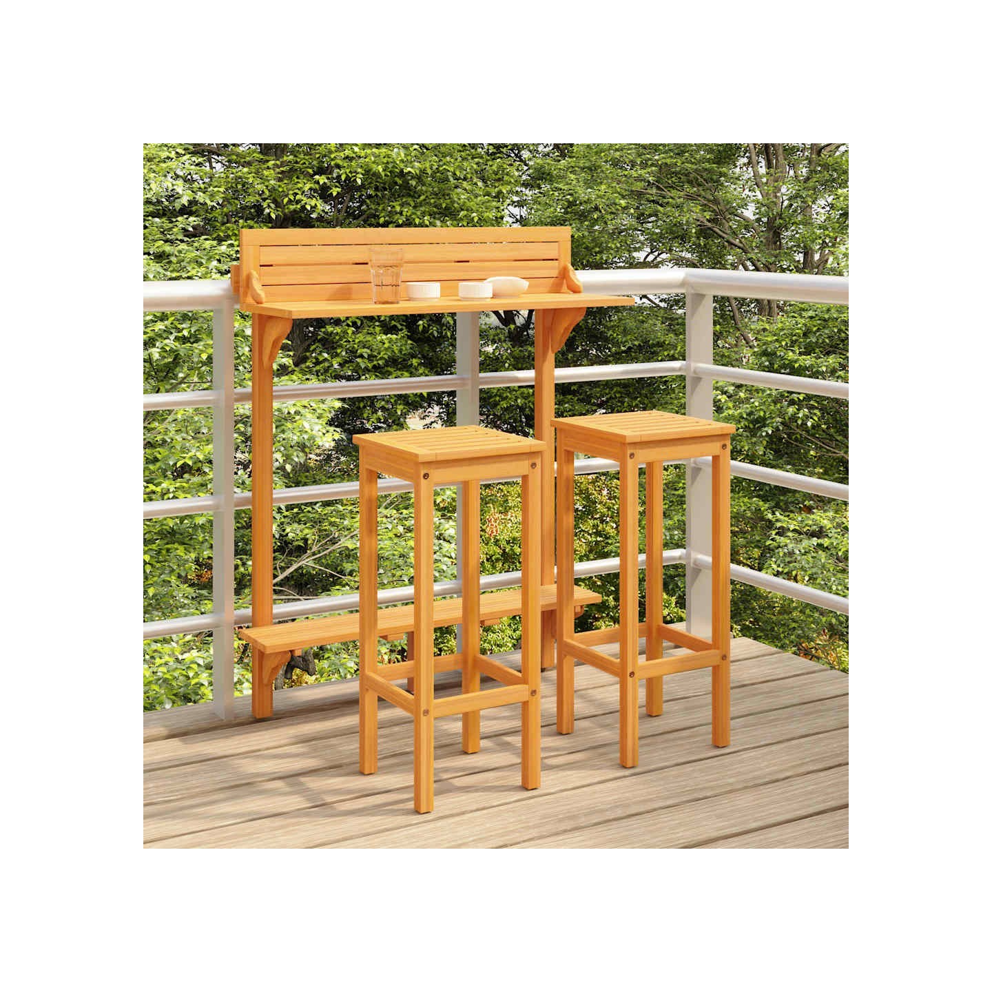 Ensemble de bar de balcon 3 pcs Bois d'acacia solide