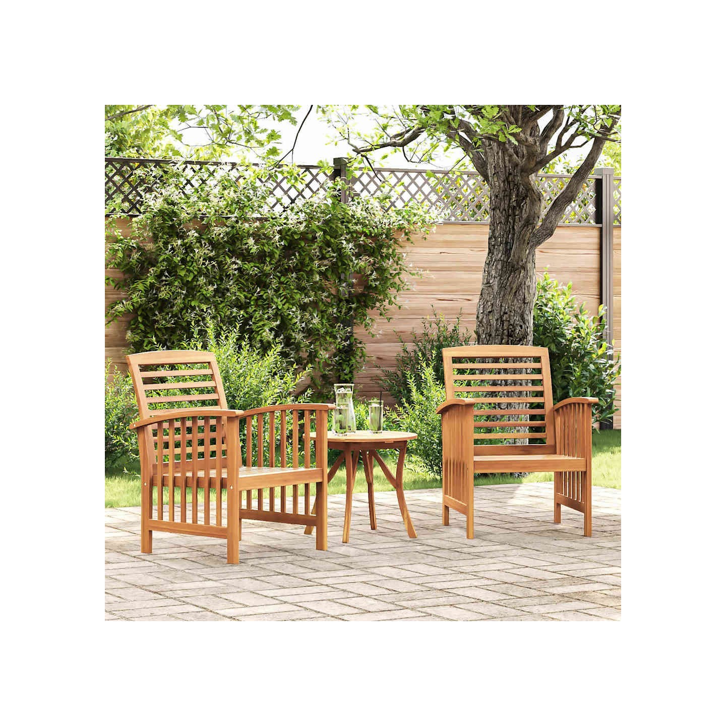 Chaises de jardin lot de 2 Bois d'acacia massif