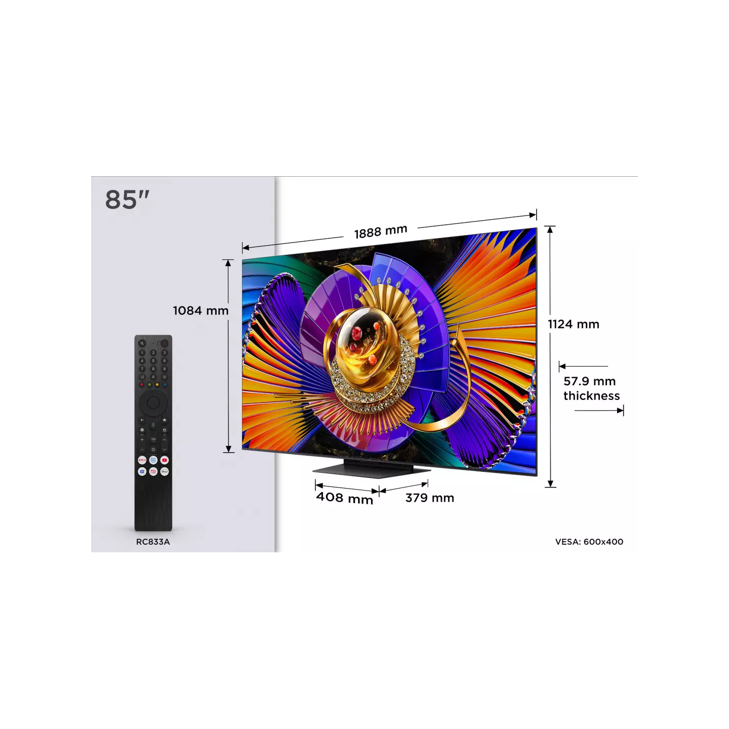 TV QLED TCL 85C79L 85" 4K SQD-Mini LED 144 Hz | Nimestore