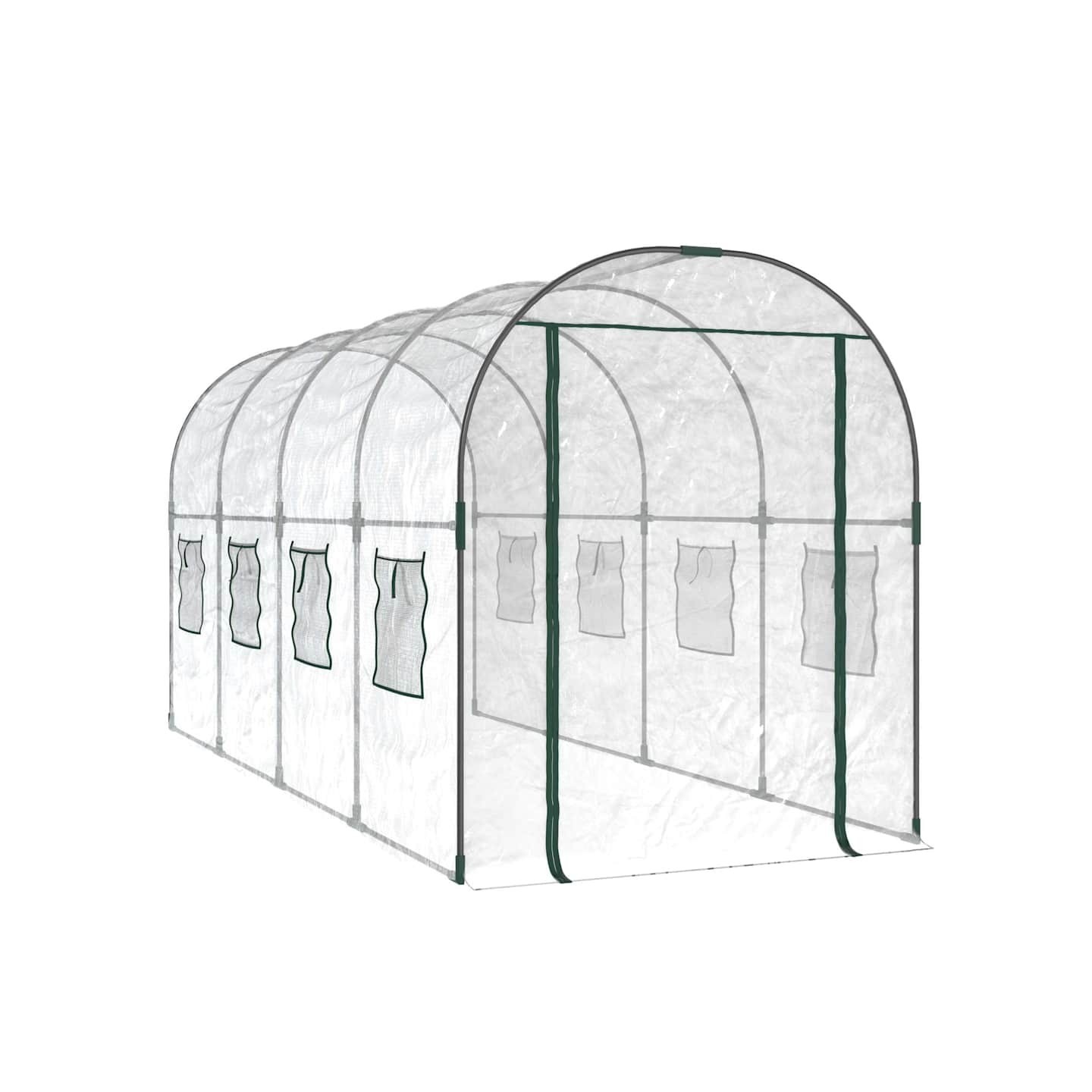 Serre Transparent 160x400x190 cm PVC et acier enduit de poudre