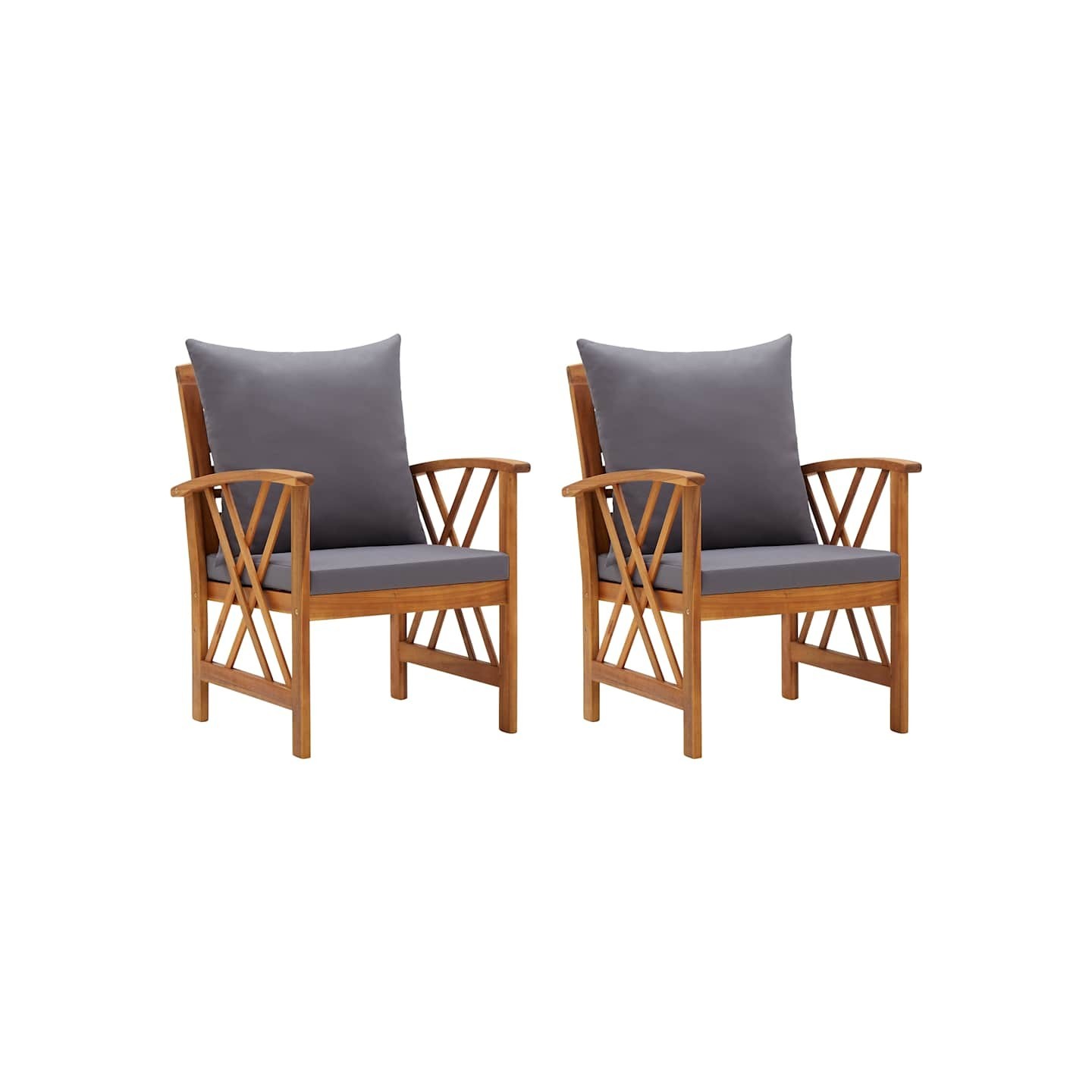 Chaises de jardin avec coussins lot de 2 Bois d'acacia massif