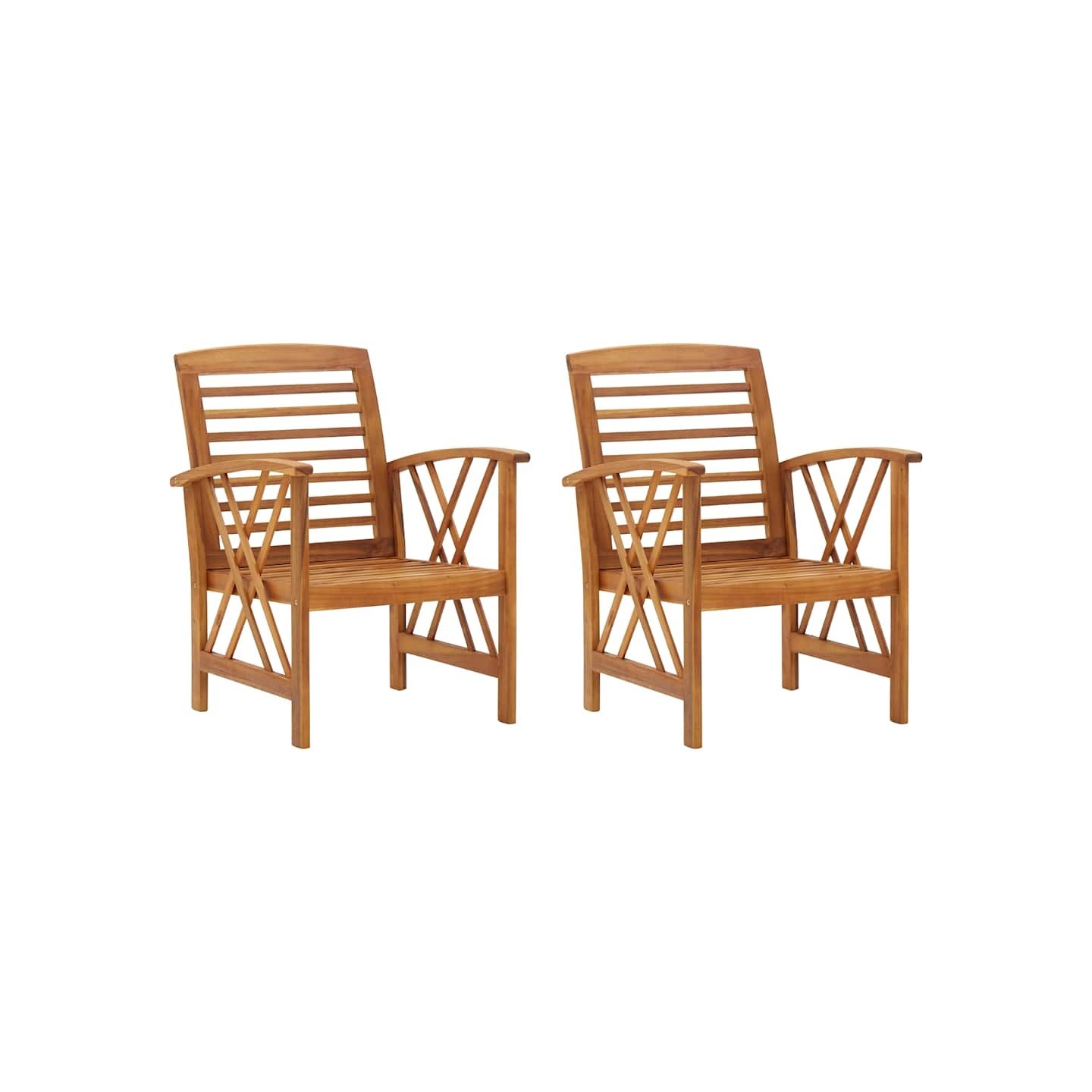 Chaises de jardin lot de 2 Bois d'acacia massif